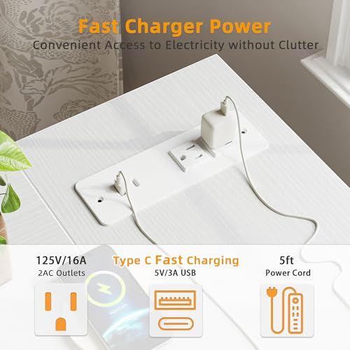 BEXEVUE Computer Desk with Power Outlets - craques