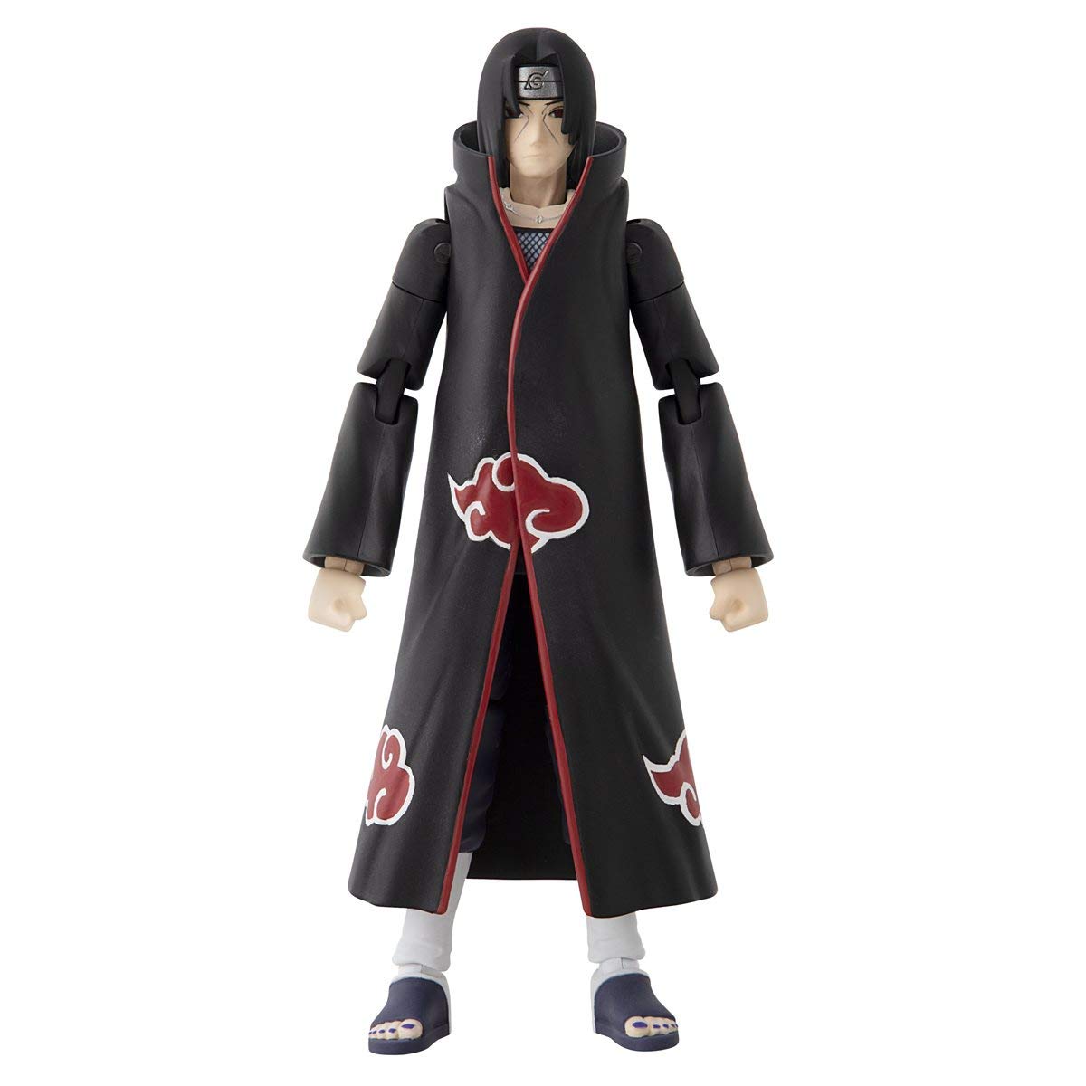 Namikaze Minato action figure wearing black cloak with red clouds and blue ninja sandals