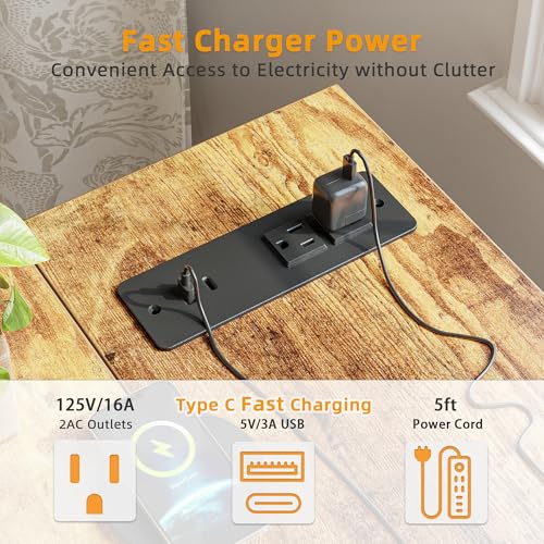 BEXEVUE Computer Desk with Power Outlets - craques