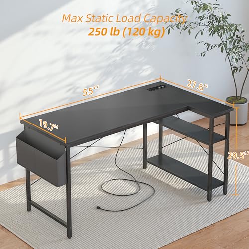 BEXEVUE Computer Desk with Power Outlets