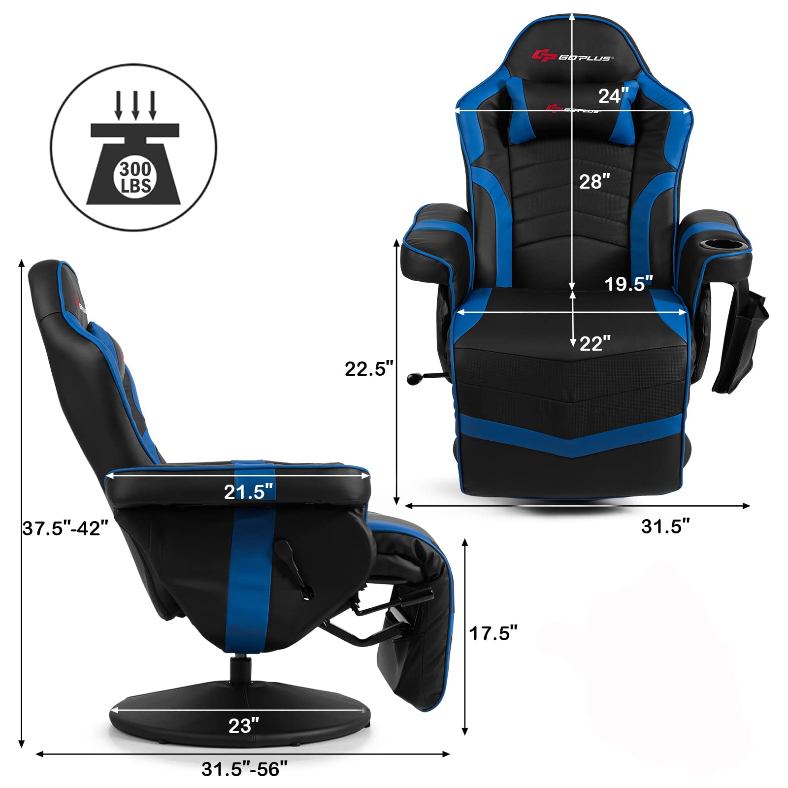 POWERSTONE Gaming Recliner, Adjustable Massage Gaming Chair - craques