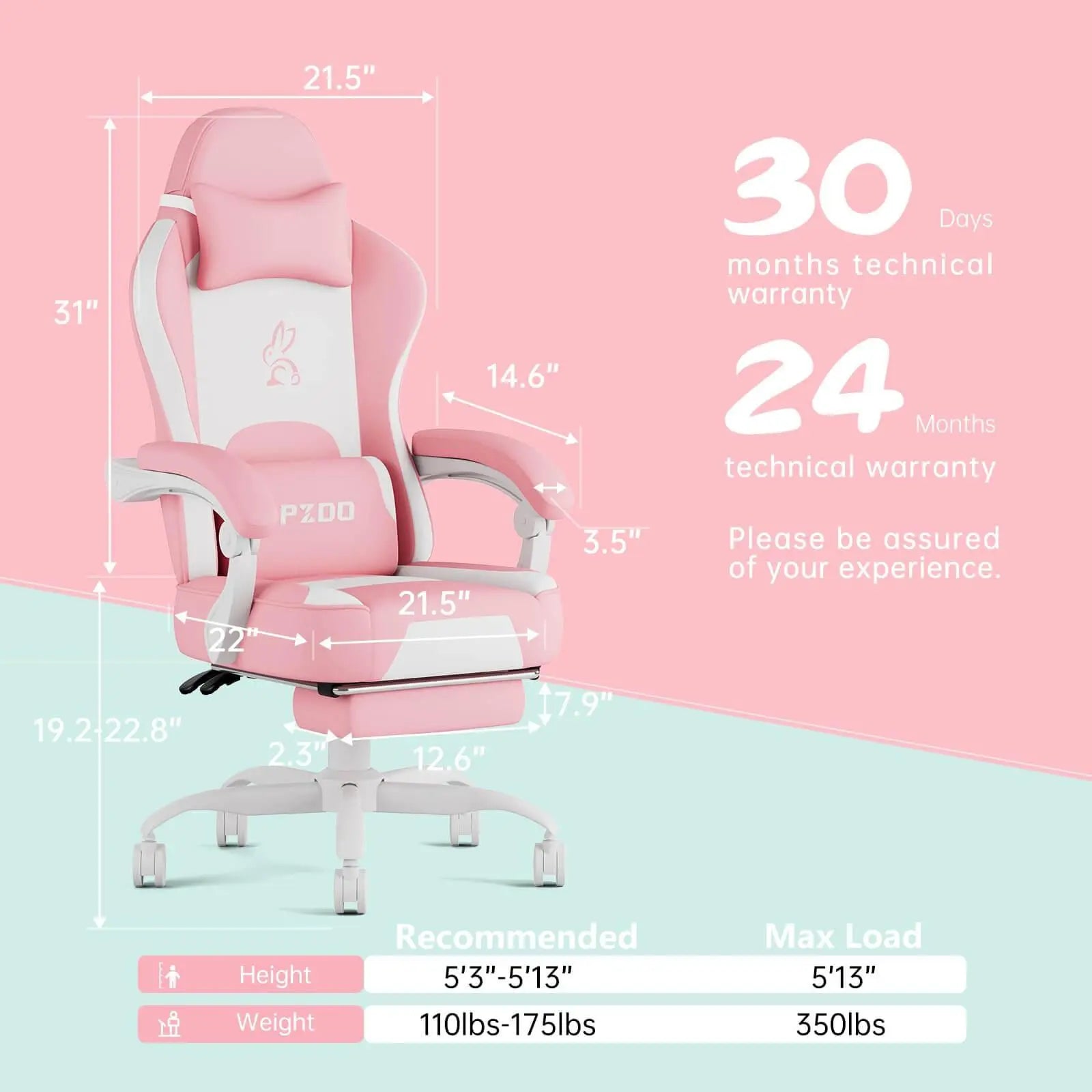 PZDO Gaming Chairs for Adults, Ergonomic Gaming Chair Computer Chair with Footrest - craques