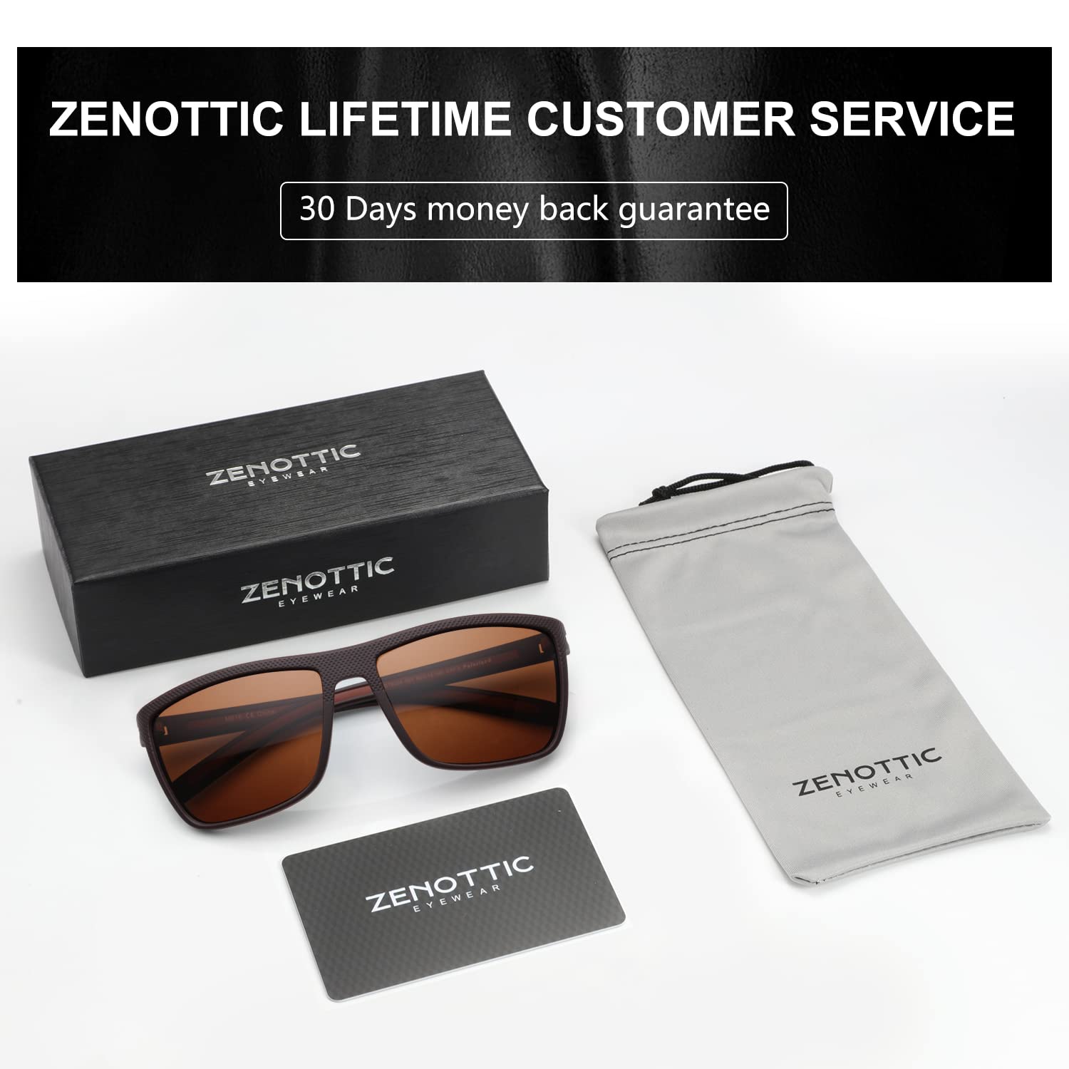 ZENOTTIC Polarized Sunglasses for Men Lightweight TR90 Frame UV400 Protection Square Sun Glasses craques