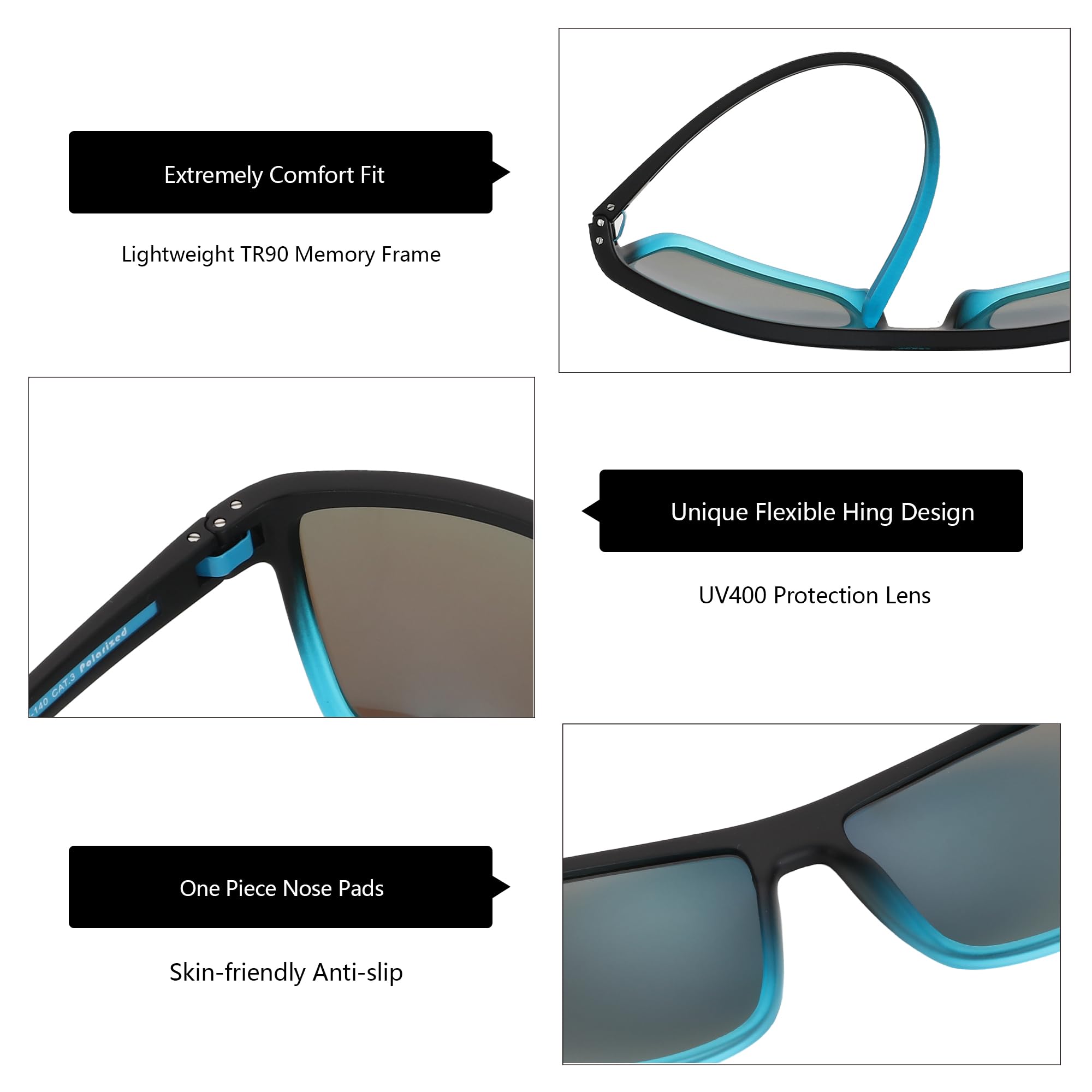 ZENOTTIC Polarized Sunglasses for Men Lightweight TR90 Frame UV400 Protection Square Sun Glasses craques