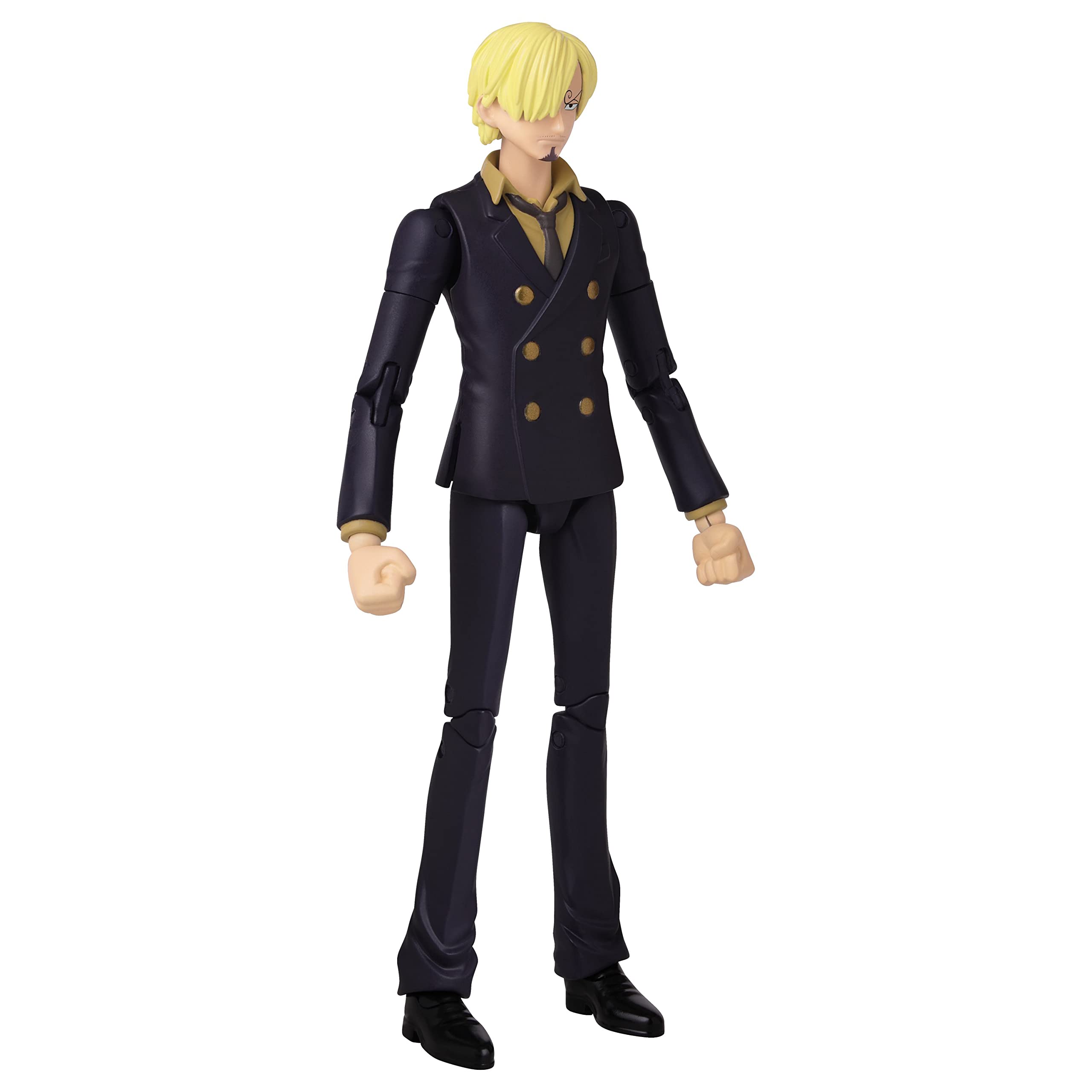 Craques Namikaze Minato action figure dressed in a black suit with blonde hair and articulated joints