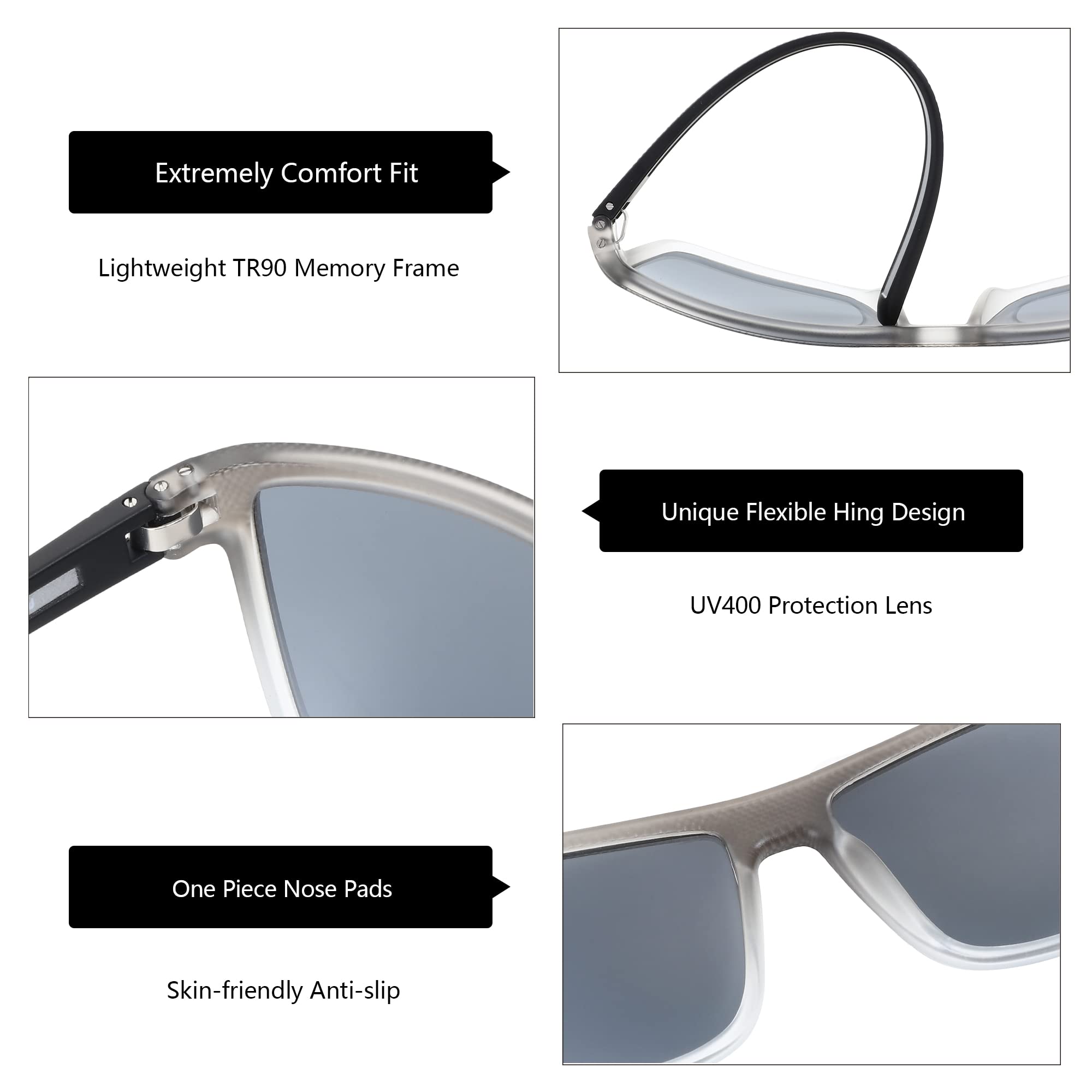 ZENOTTIC Polarized Sunglasses for Men Lightweight TR90 Frame UV400 Protection Square Sun Glasses craques