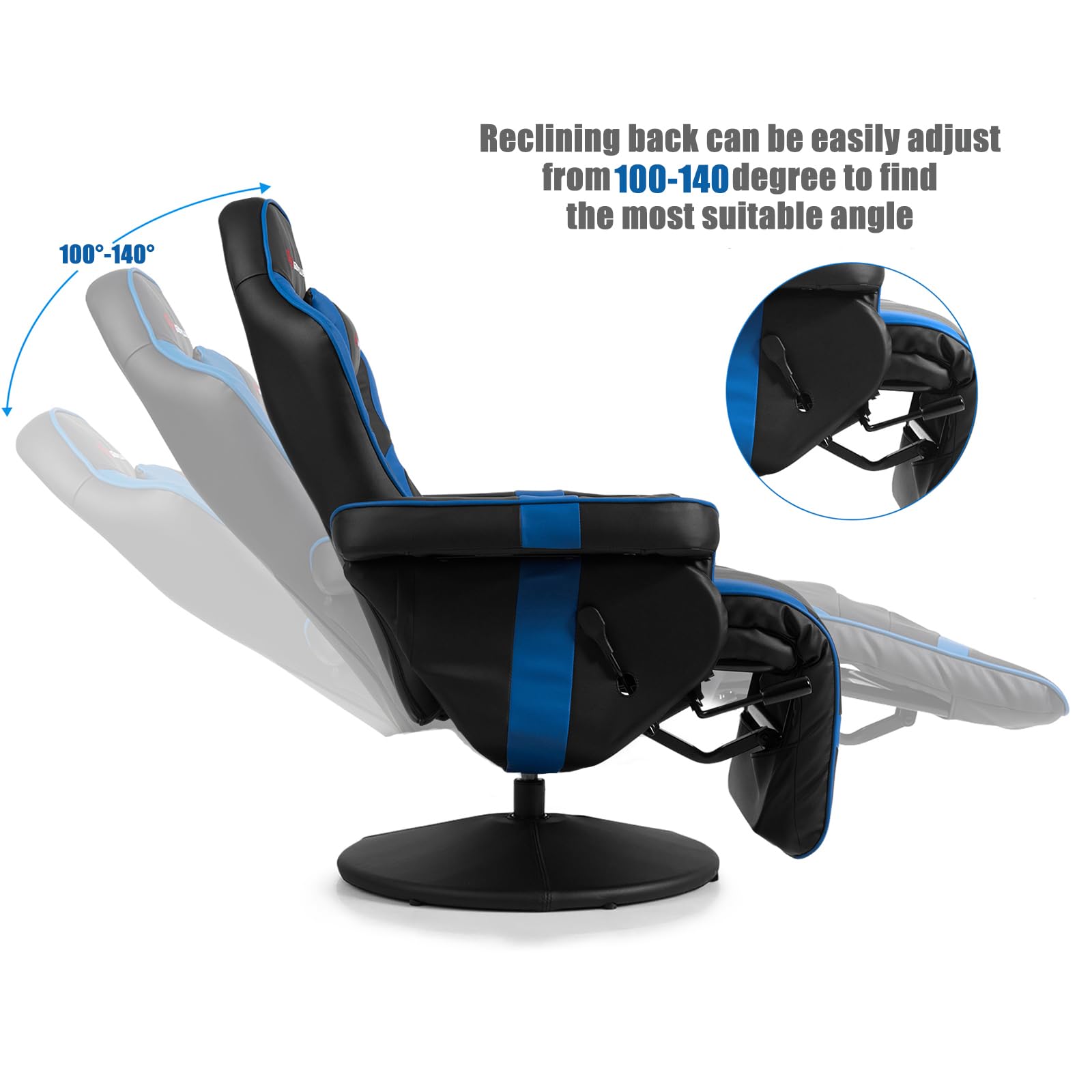 POWERSTONE Gaming Recliner, Adjustable Massage Gaming Chair - craques