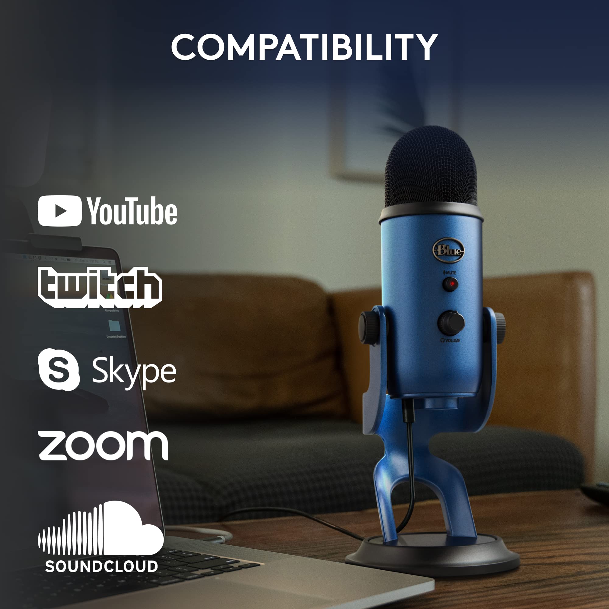 Blue Yeti USB Microphone for PC, Mac, Gaming, Recording, Streaming, Podcasting - craques