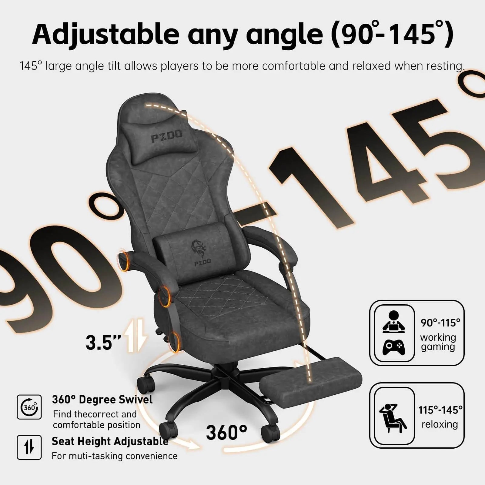 PZDO Gaming Chairs for Adults, Ergonomic Gaming Chair Computer Chair with Footrest - craques