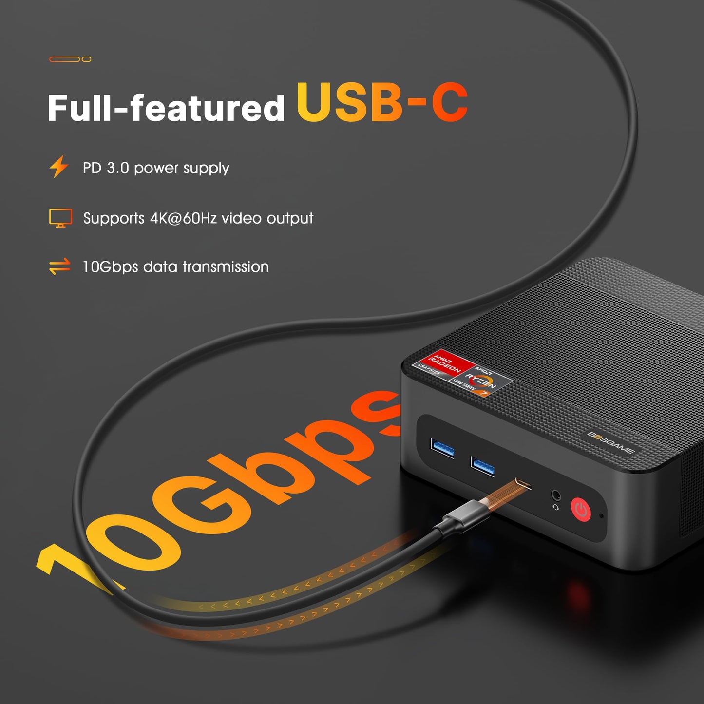 BOSGAME P4 Gaming Mini PC Ryzen 7 5700U 32GB RAM 1TB NVMe M.2 2280 SSD Windows 11 Pro Mini Computers