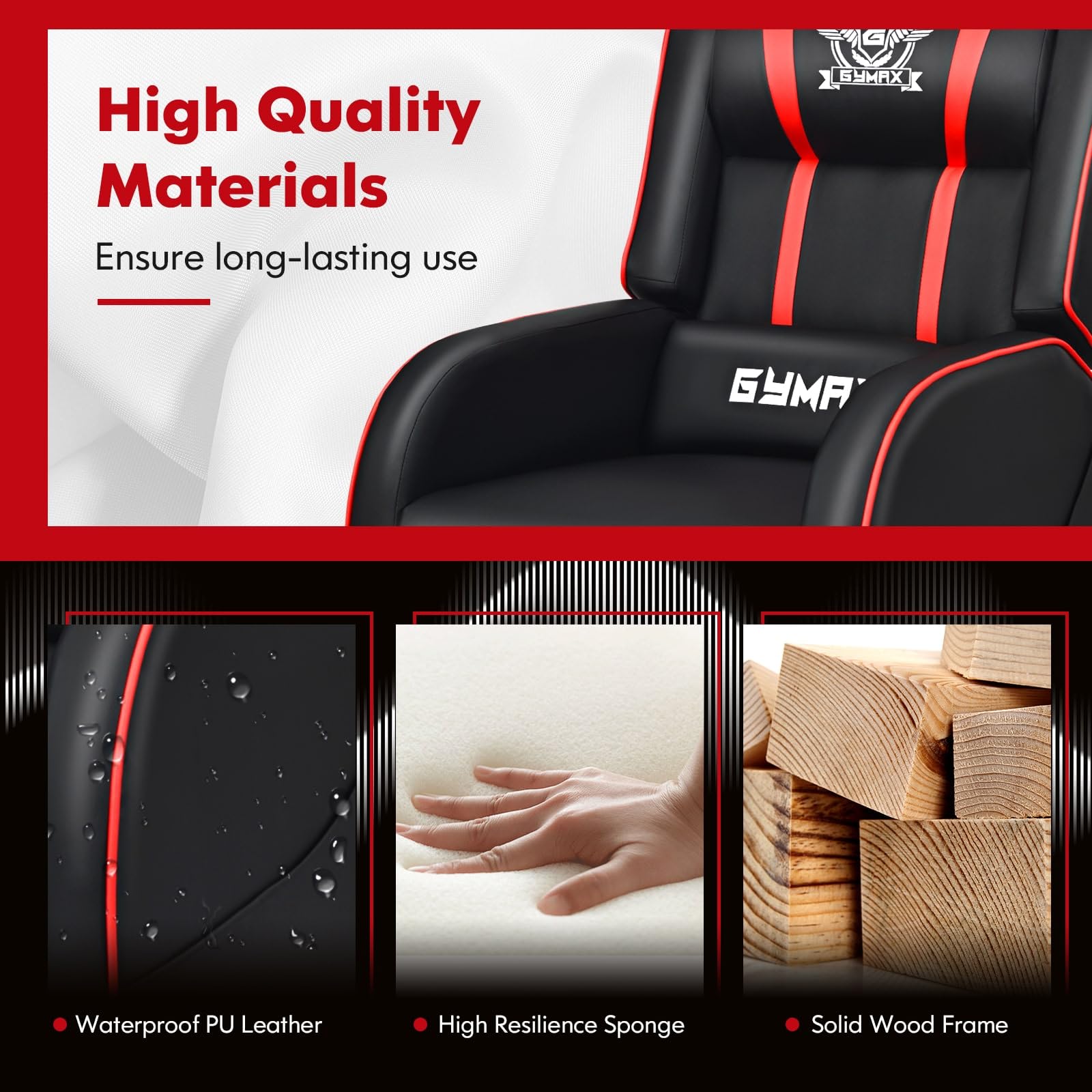 GYMAX Massage Gaming Recliner Chair - craques