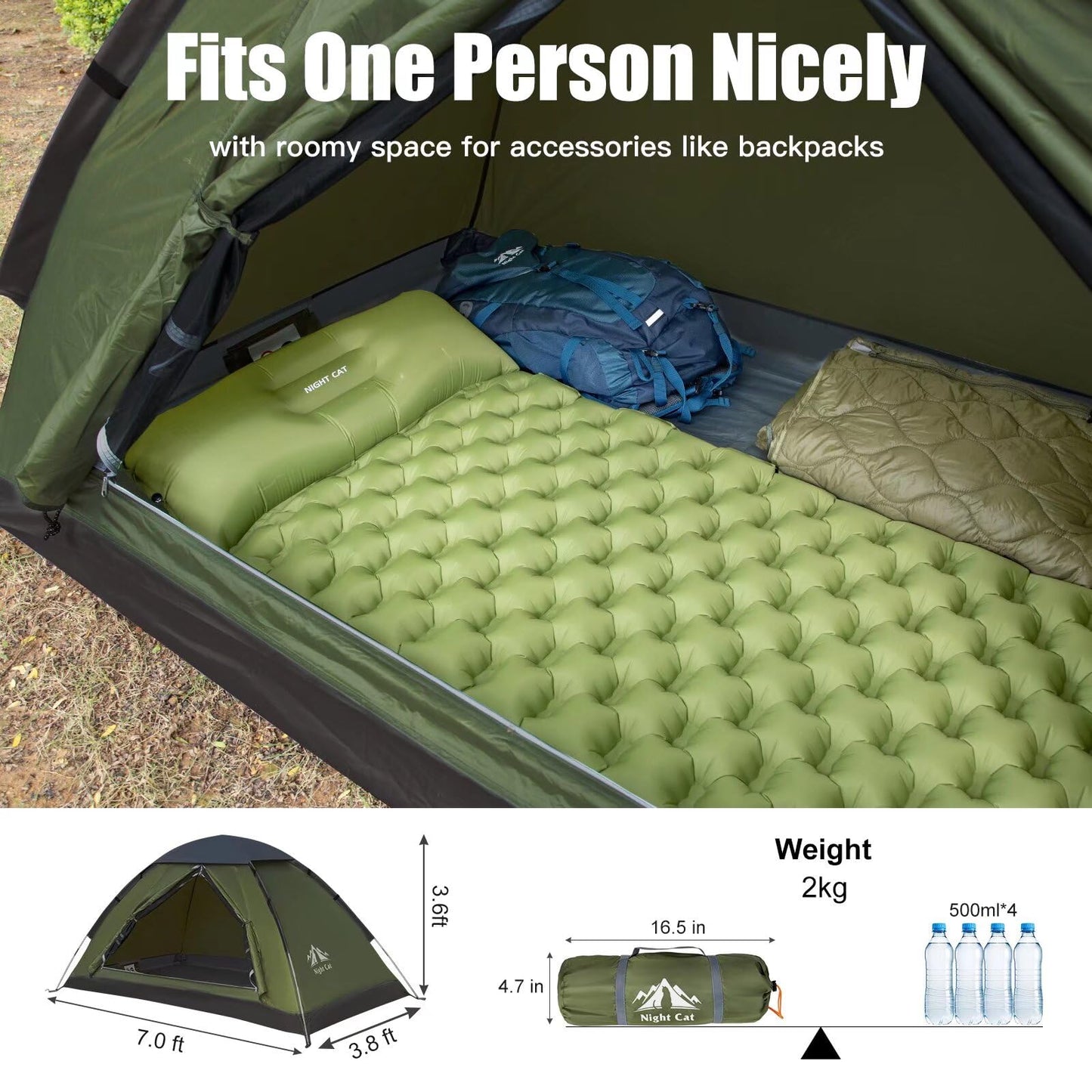 Night Cat Backpacking Tent for One 1 to 2 Persons