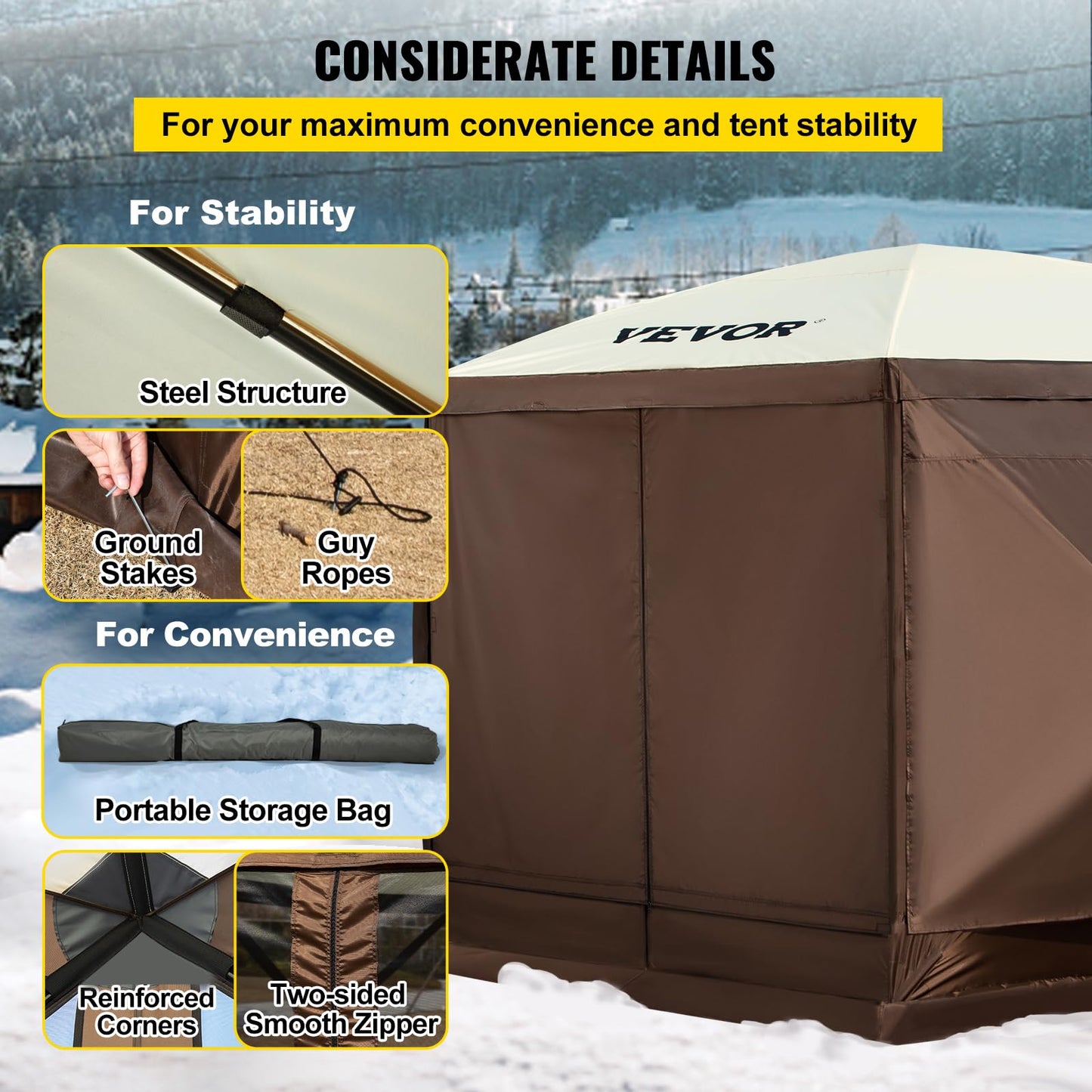VEVOR Camping Gazebo Tent, 12'x12'