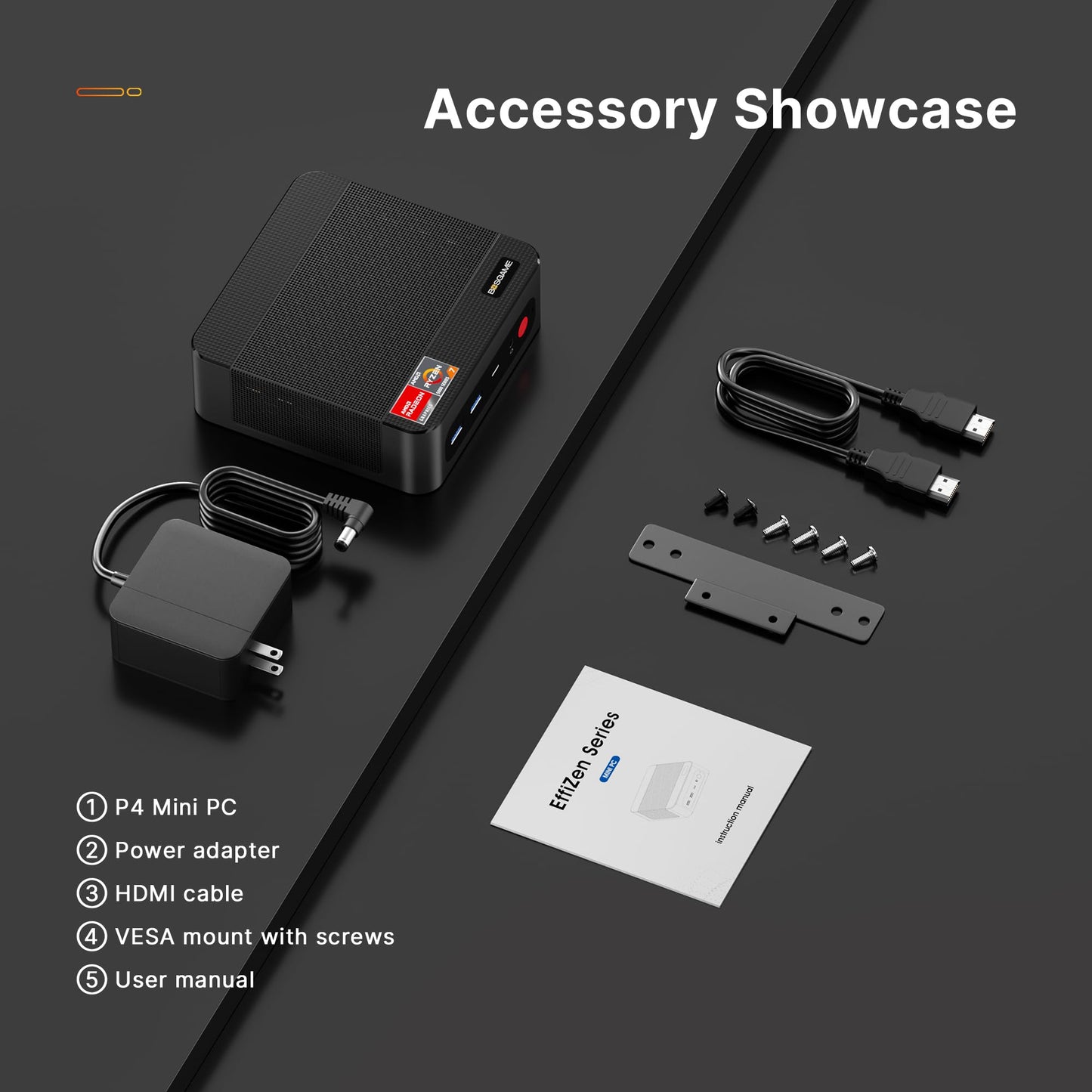 BOSGAME P4 Gaming Mini PC Ryzen 7 5700U 32GB RAM 1TB NVMe M.2 2280 SSD Windows 11 Pro Mini Computers