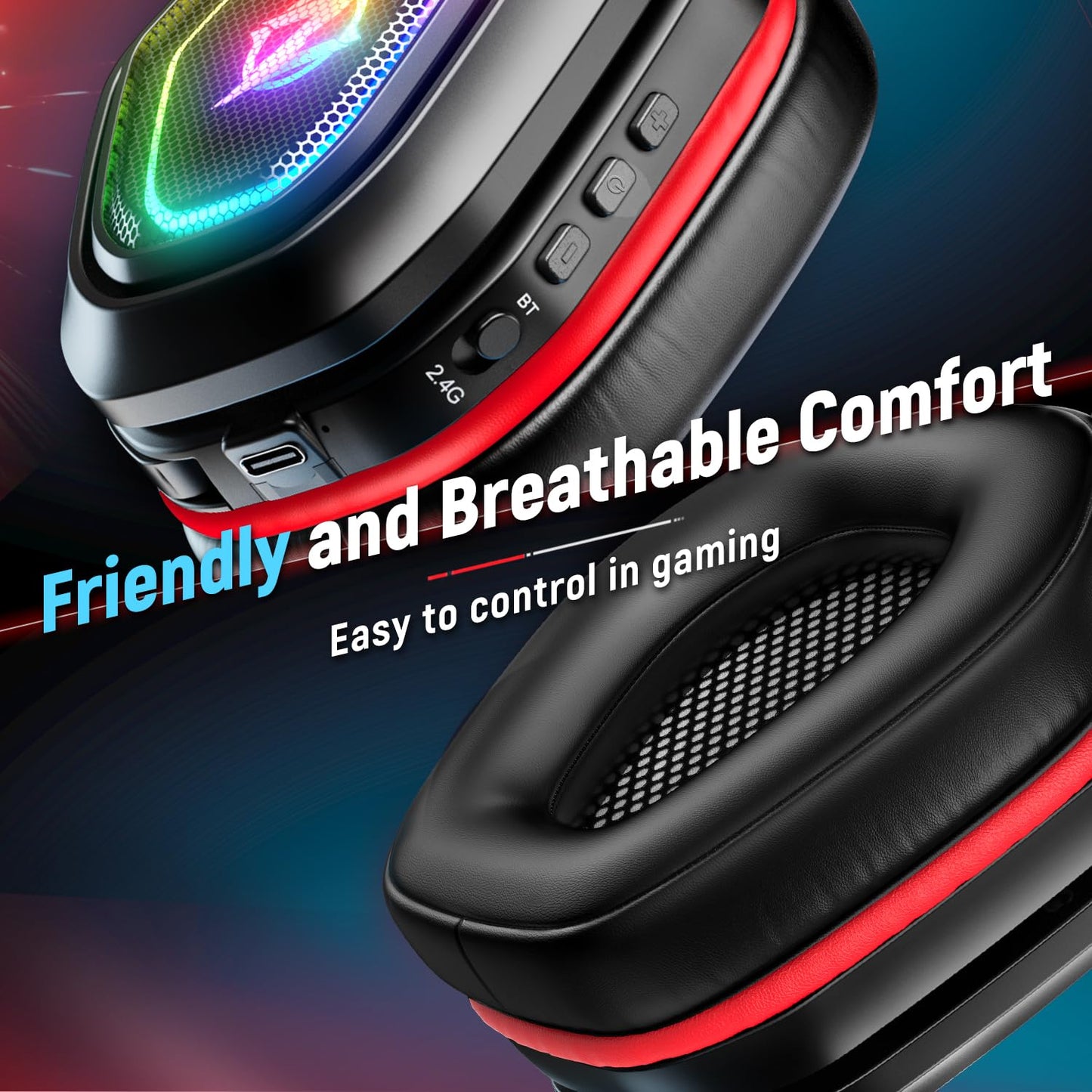 Ozeino Wireless Gaming Headset for PC, Ps5, Ps4 -USB & Type-C