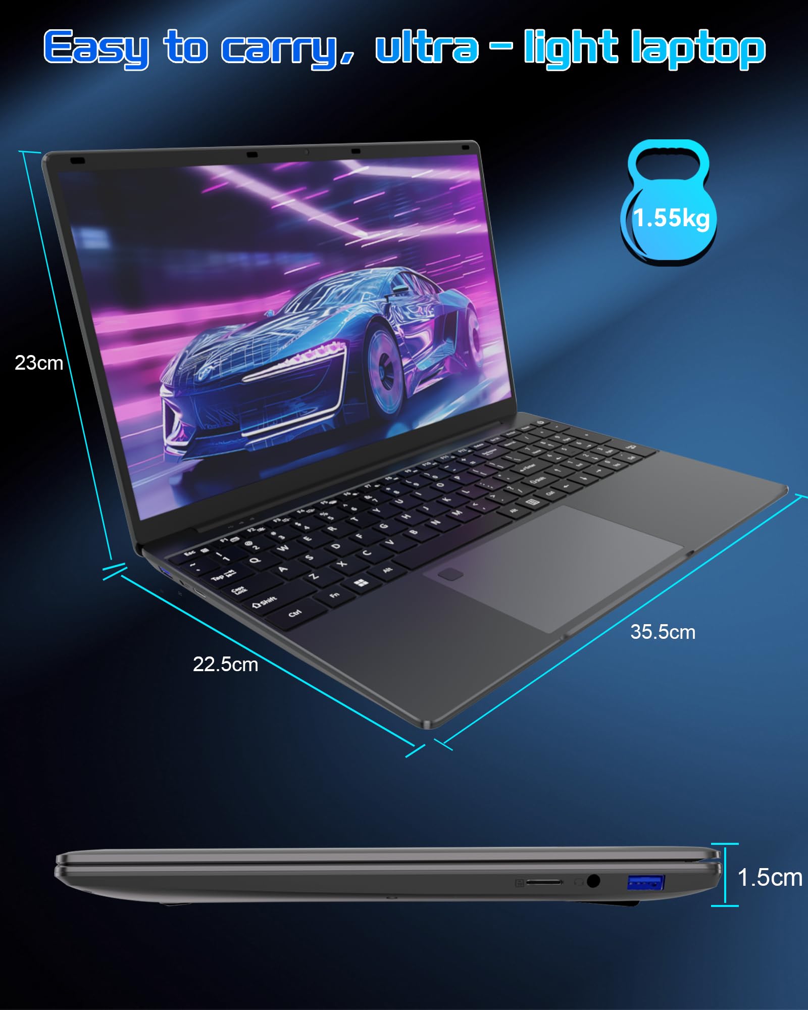 15.6 inch Laptop - 16GB RAM LPDDR4 512GB SSD Laptop Computer - craques