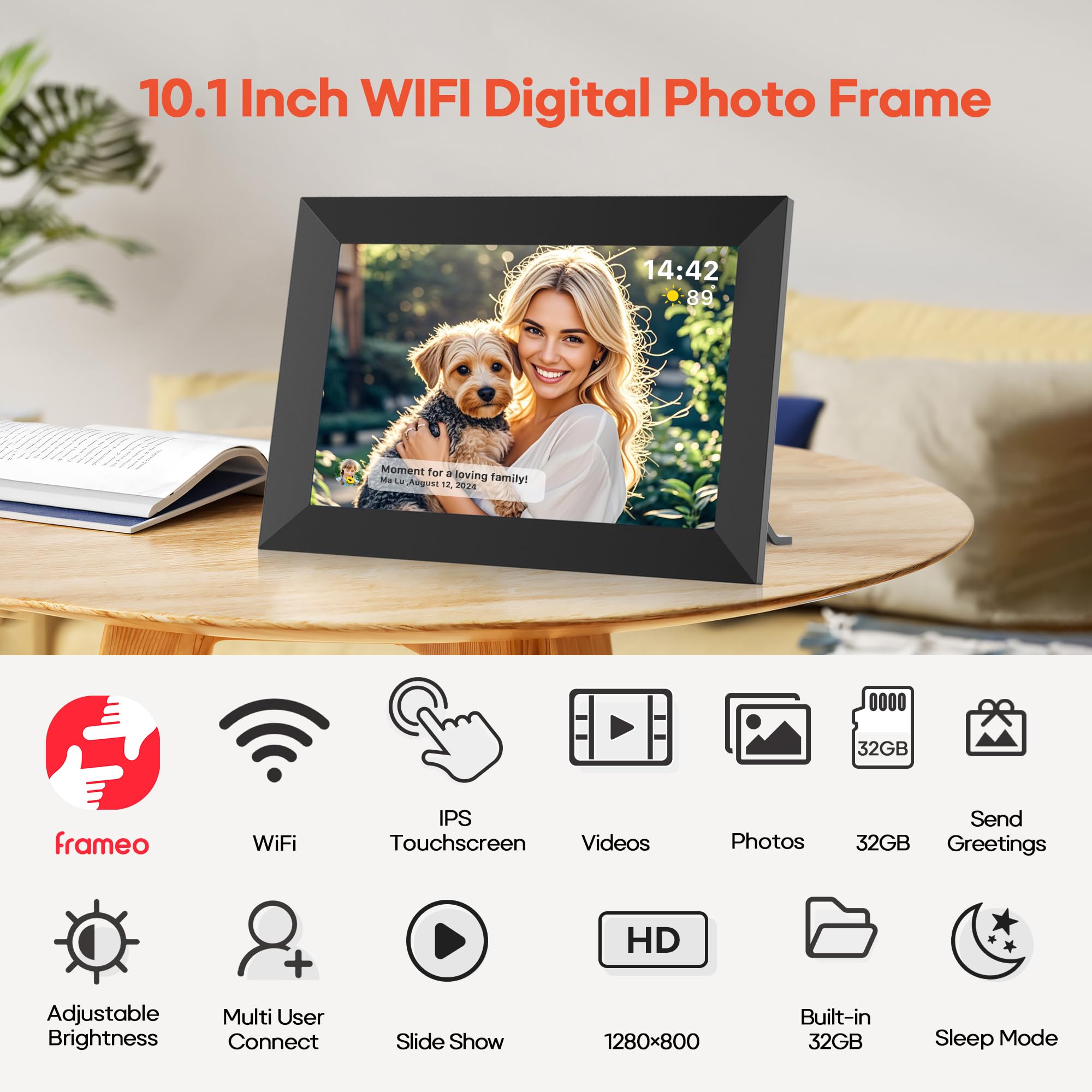 Craques Frameo WiFi Digital Picture Frame with Wood Finish craques