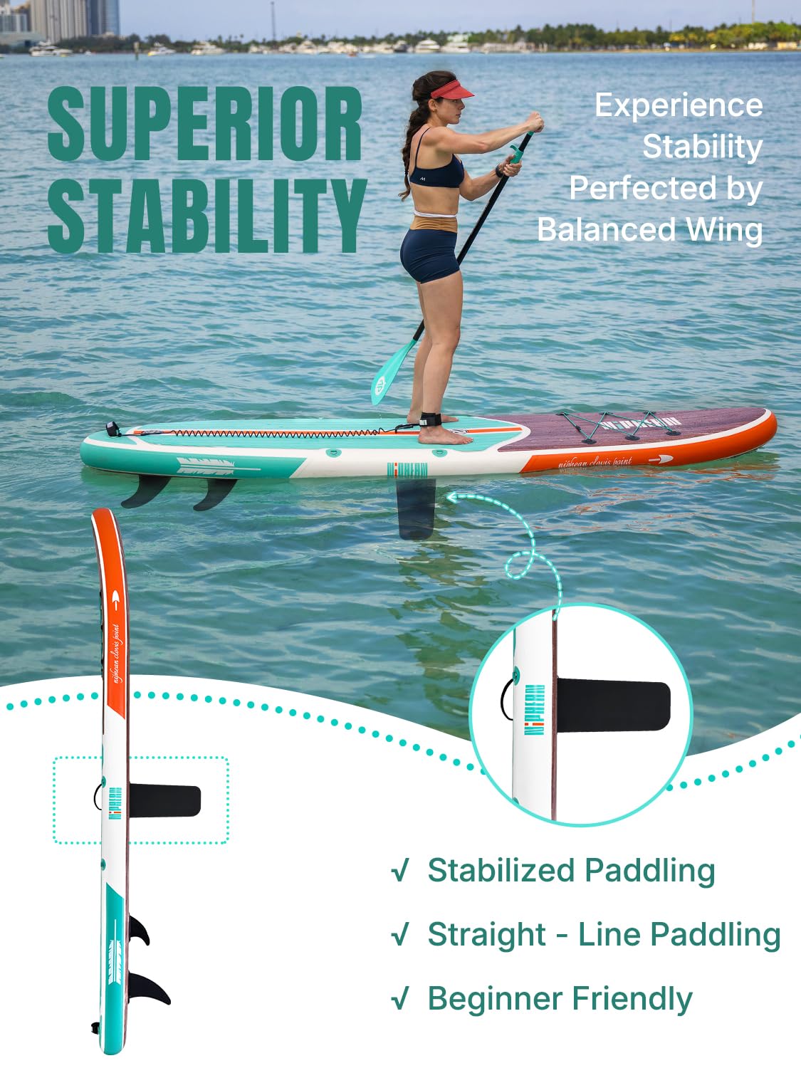 Niphean Inflatable Stand Up Paddle Board with SUP Accessories, Anti-Slip EVA Deck, 10'6'' Paddleboards Inflatable Paddle Boards for Adults & Youth of All Skill Levels - craques