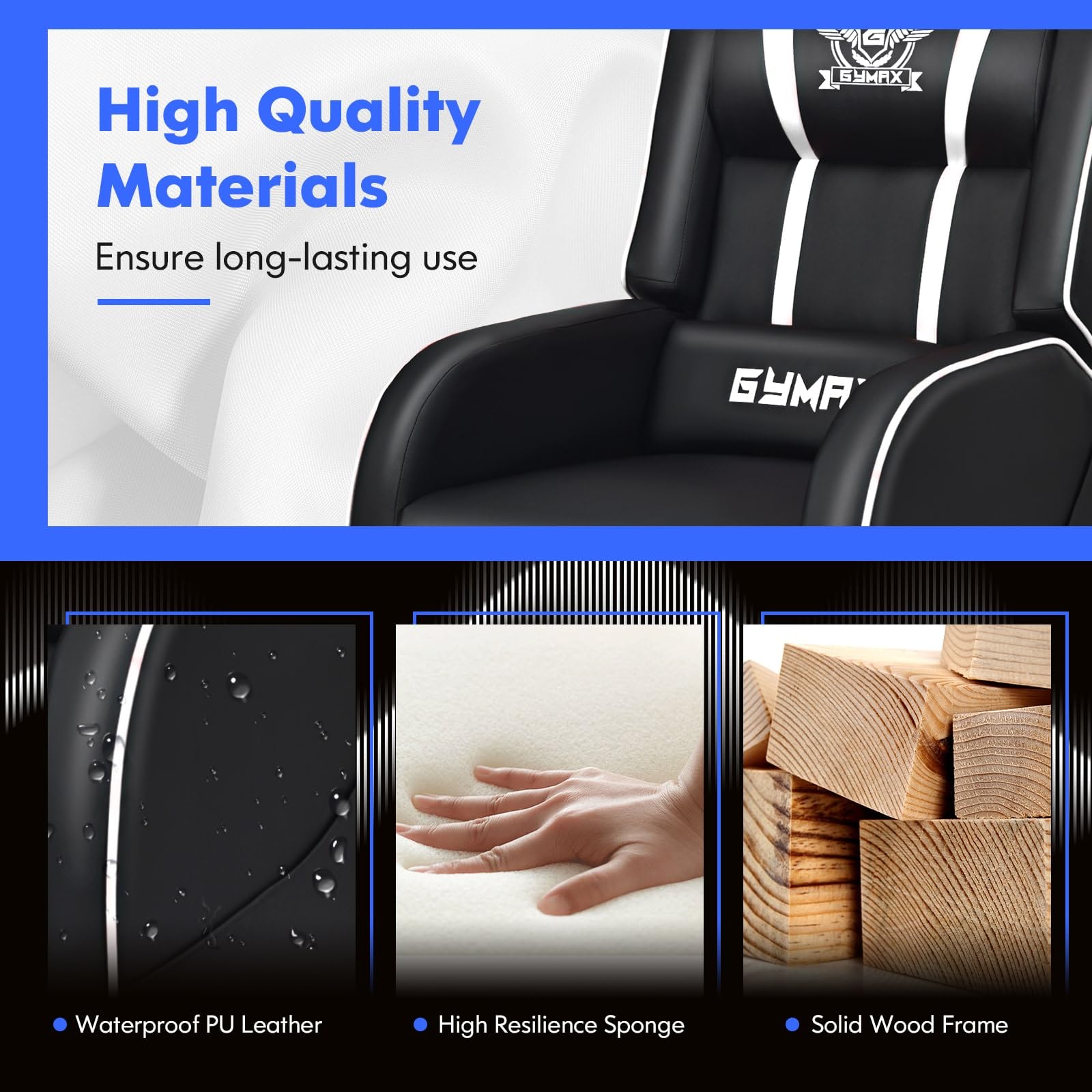 GYMAX Massage Gaming Recliner Chair - craques