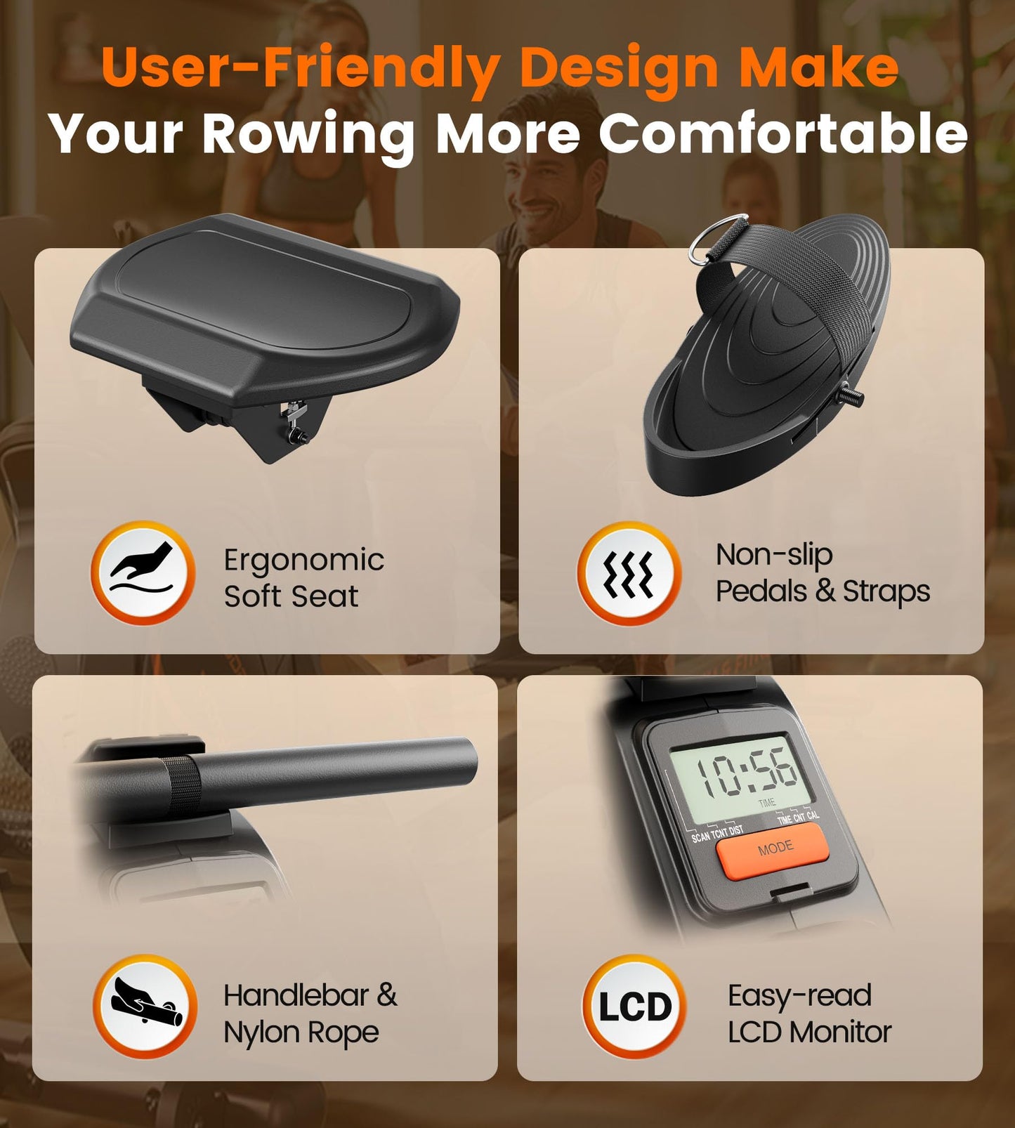 YOSUDA Magnetic Rowing Machine - 350 LB Weight Capacity