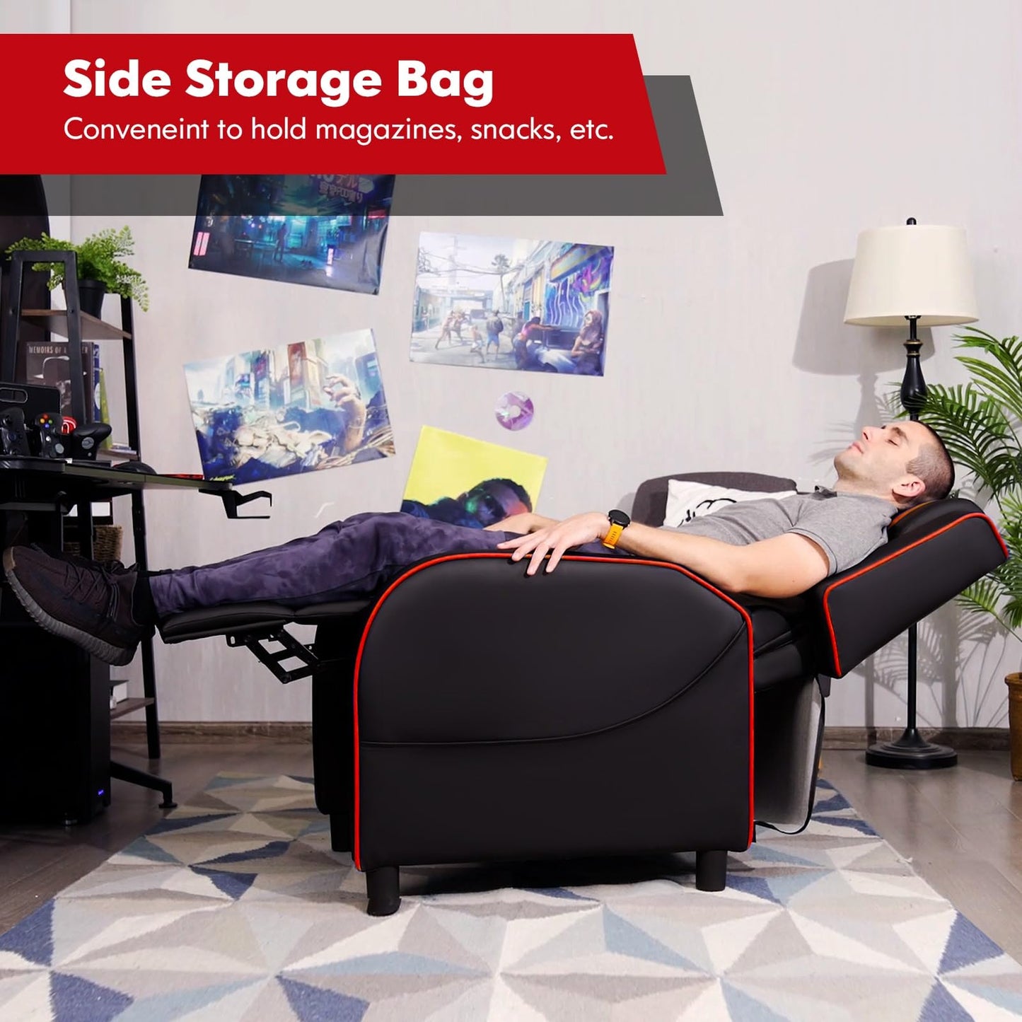 GYMAX Massage Gaming Recliner Chair