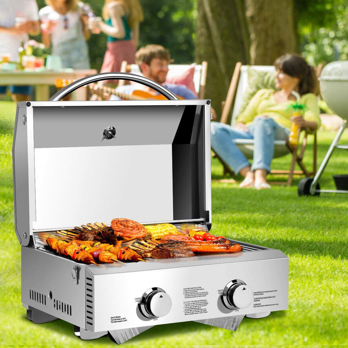 Giantex Propane Gas Grill 50,000 BTU, 4 Main Burners, 1 Side Burner