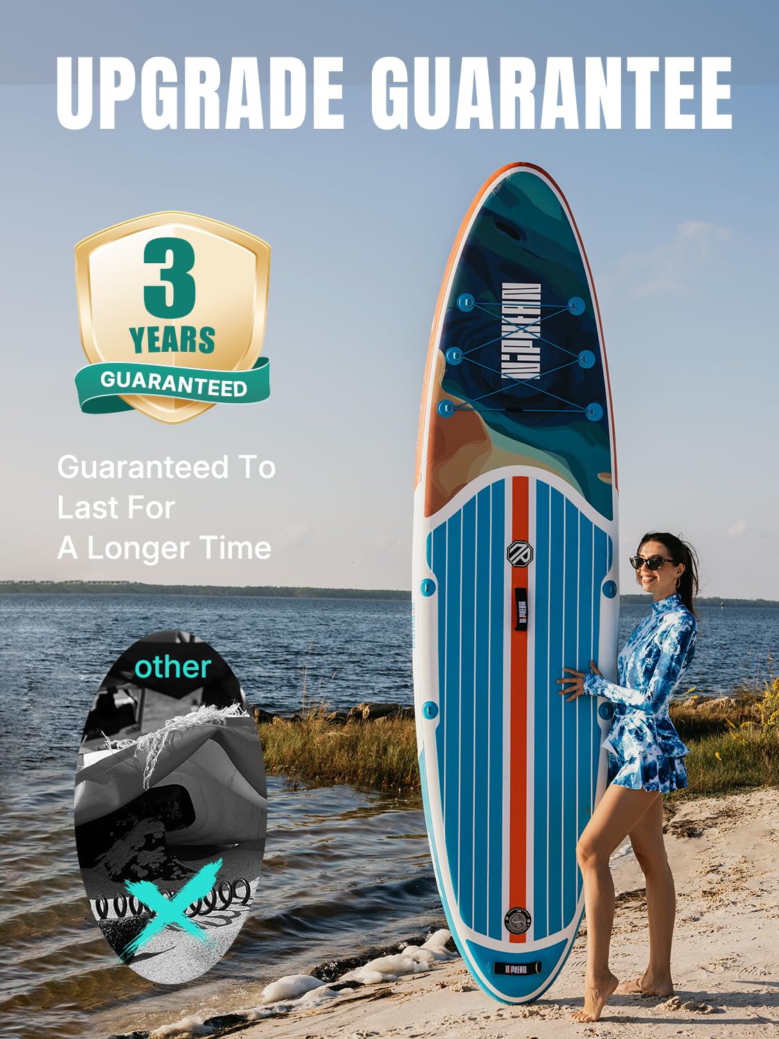 Niphean Inflatable Stand Up Paddle Board with SUP Accessories, Anti-Slip EVA Deck, 10'6'' Paddleboards Inflatable Paddle Boards for Adults & Youth of All Skill Levels - craques