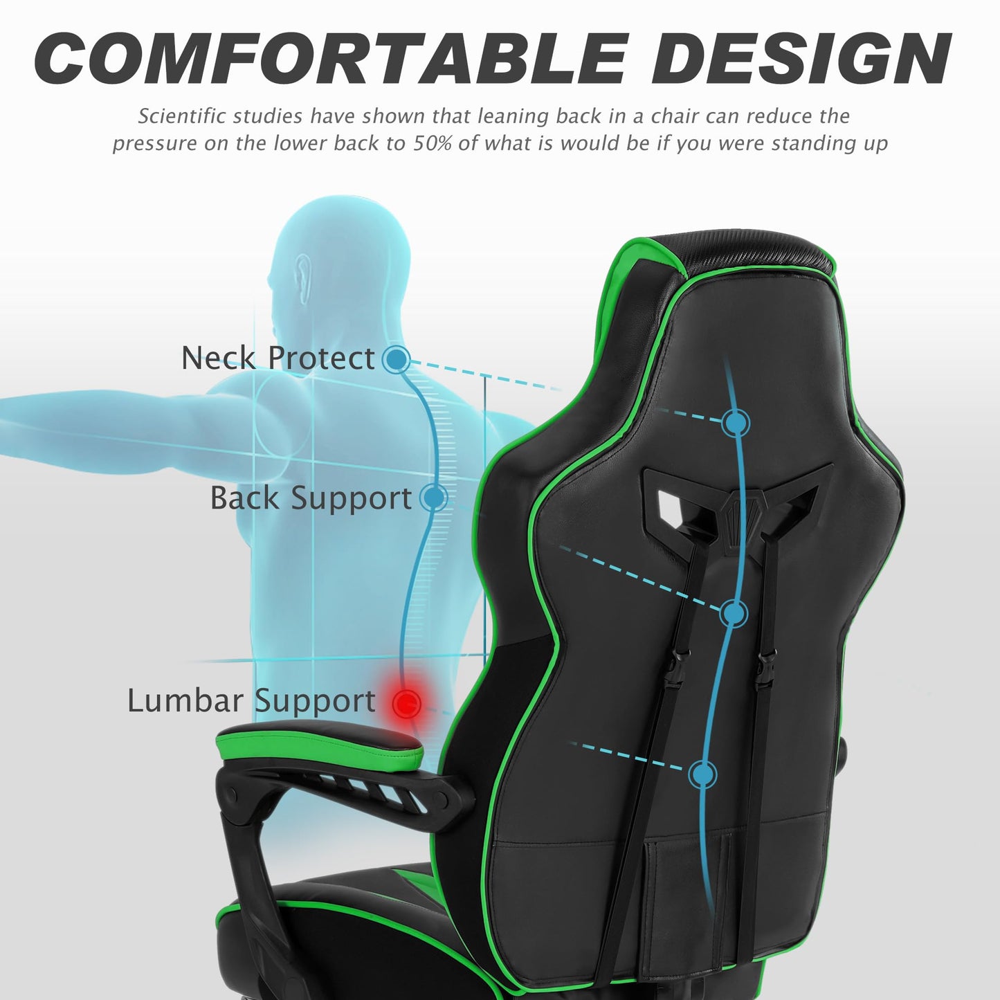 Vonesse Gaming Chair with Footrest Computer Chair