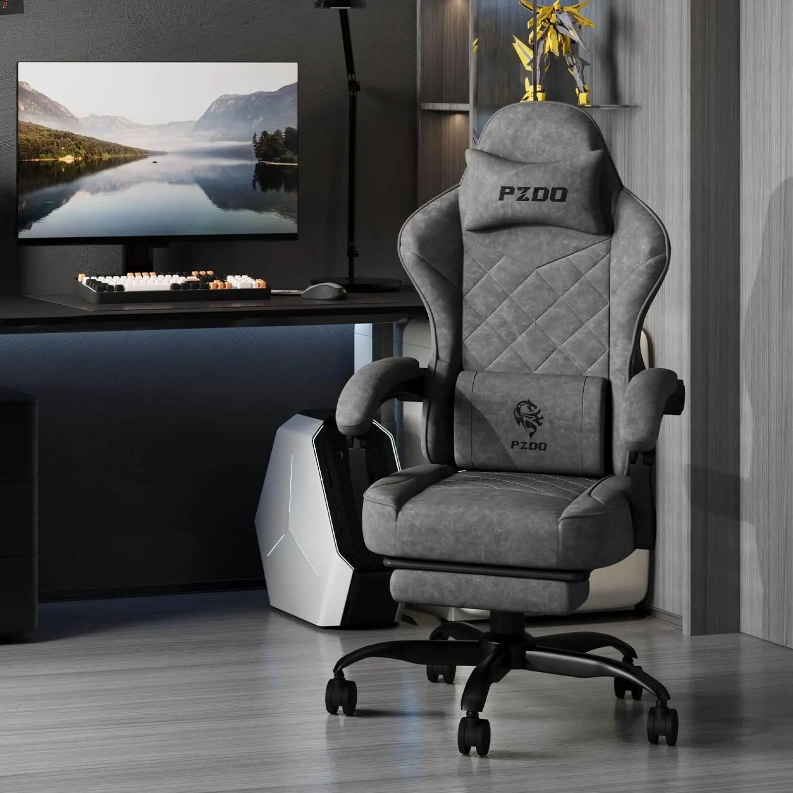 PZDO Gaming Chairs for Adults, Ergonomic Gaming Chair Computer Chair with Footrest - craques