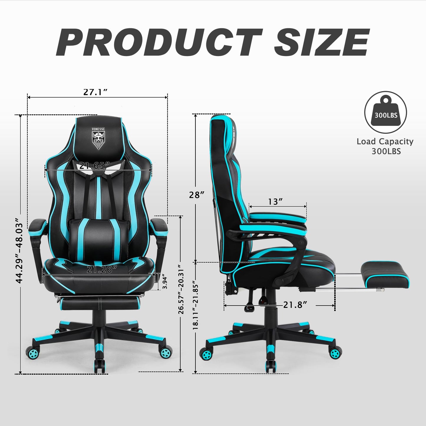 Vonesse Gaming Chair with Footrest Computer Chair