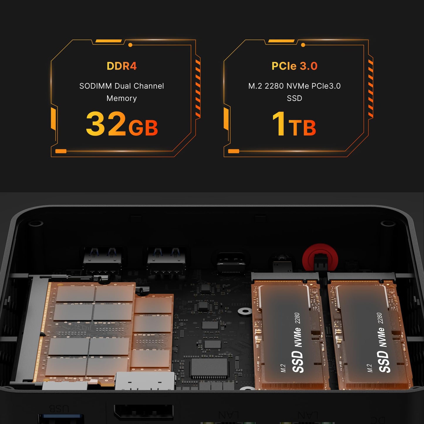 BOSGAME P4 Gaming Mini PC Ryzen 7 5700U 32GB RAM 1TB NVMe M.2 2280 SSD Windows 11 Pro Mini Computers