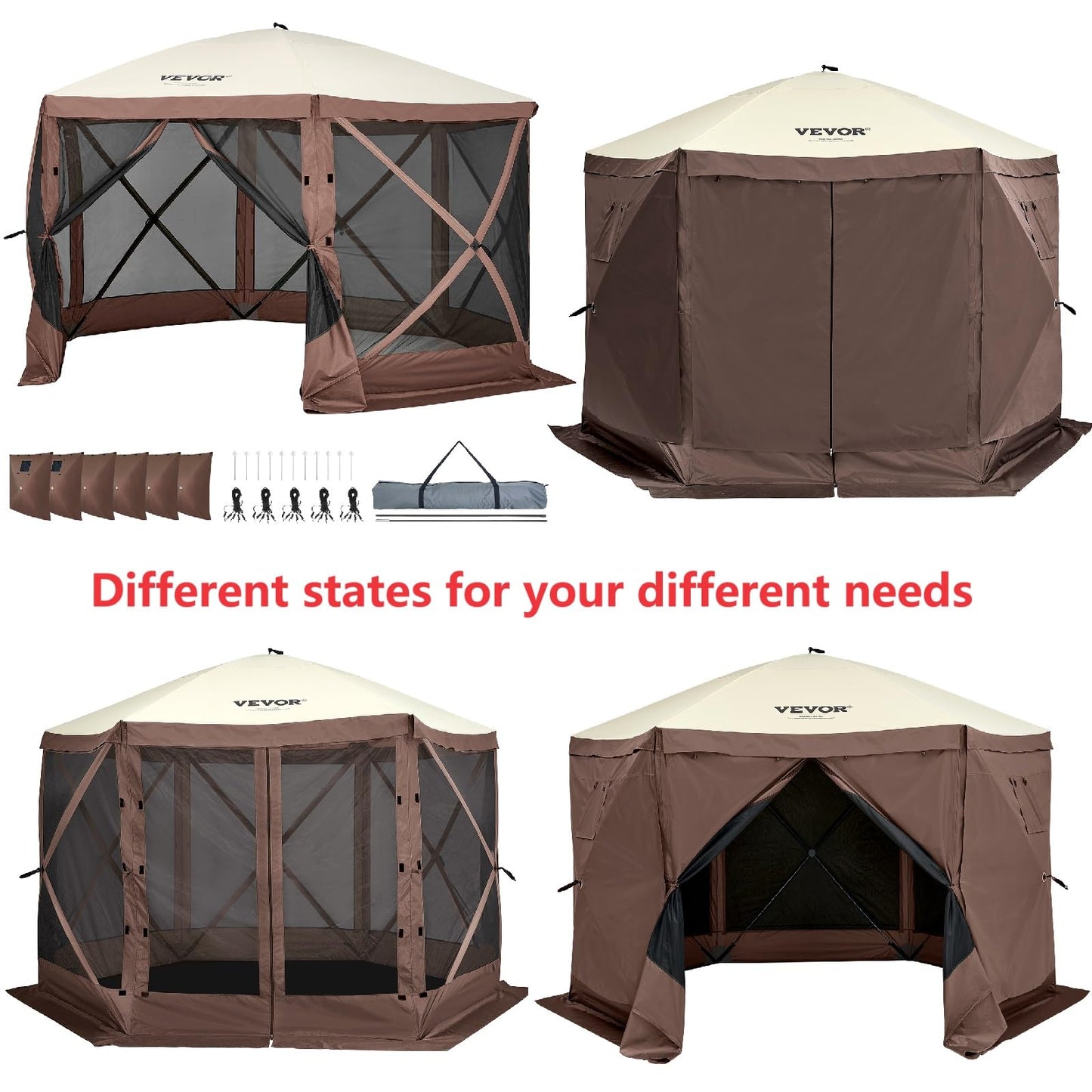 VEVOR Camping Gazebo Tent, 12'x12'