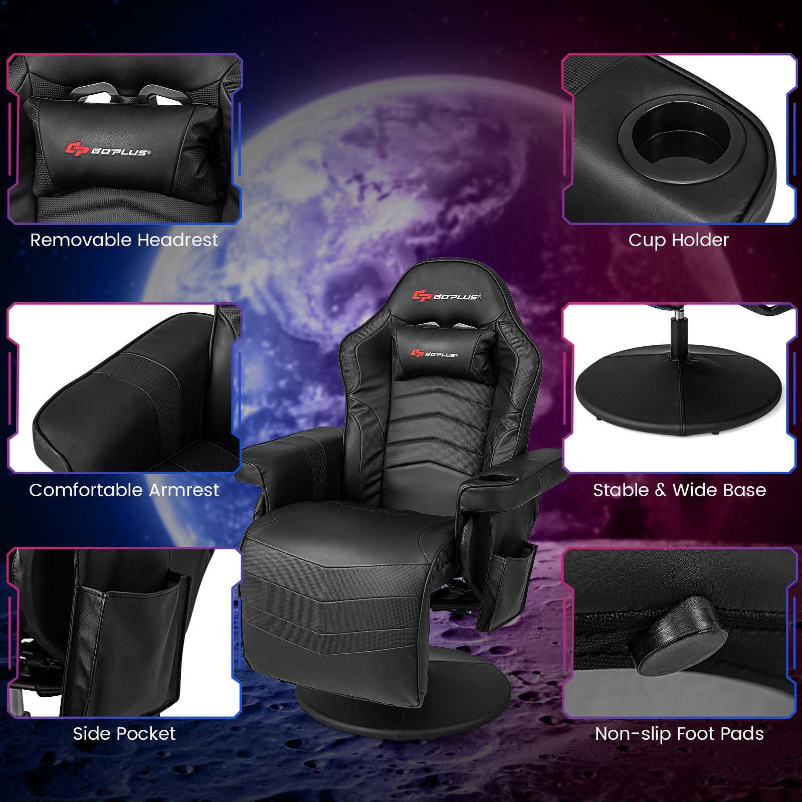 POWERSTONE Gaming Recliner, Adjustable Massage Gaming Chair - craques