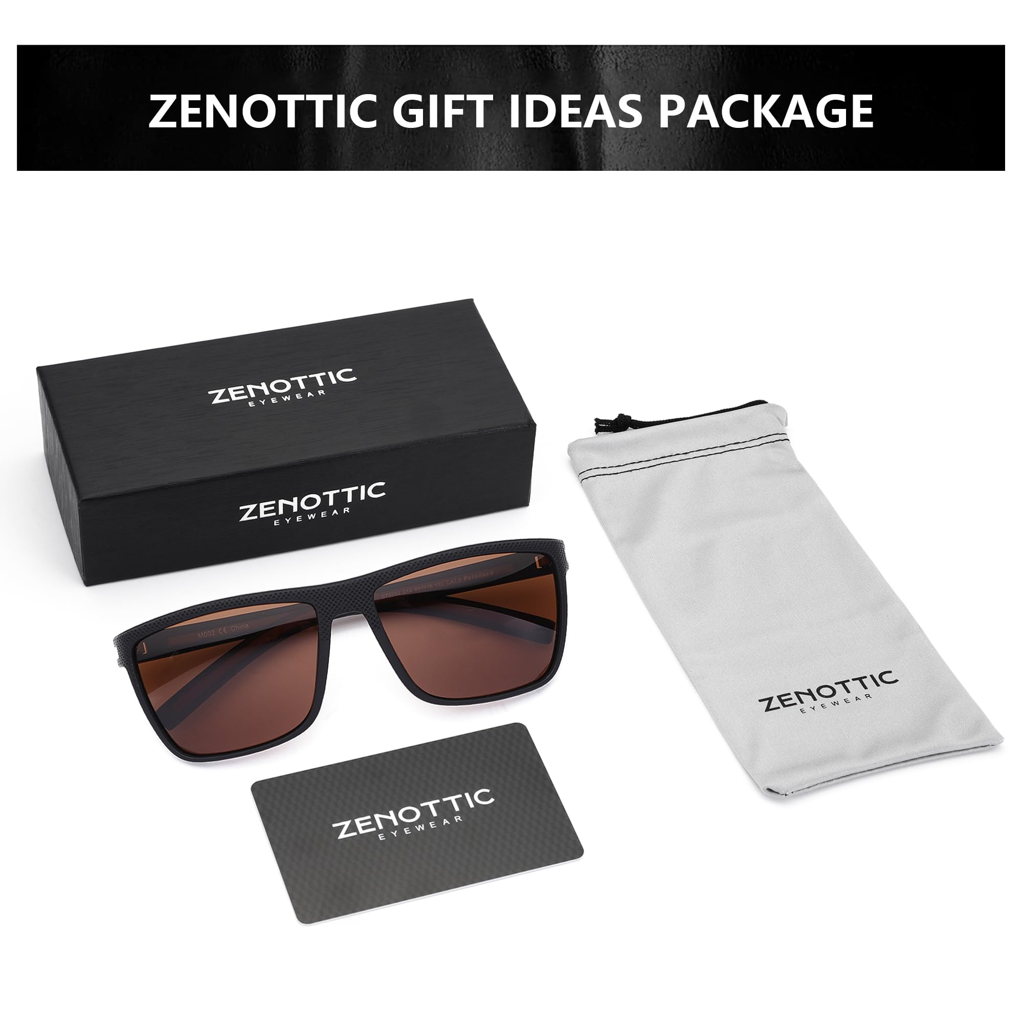 ZENOTTIC Polarized Sunglasses for Men Lightweight TR90 Frame UV400 Protection Square Sun Glasses craques