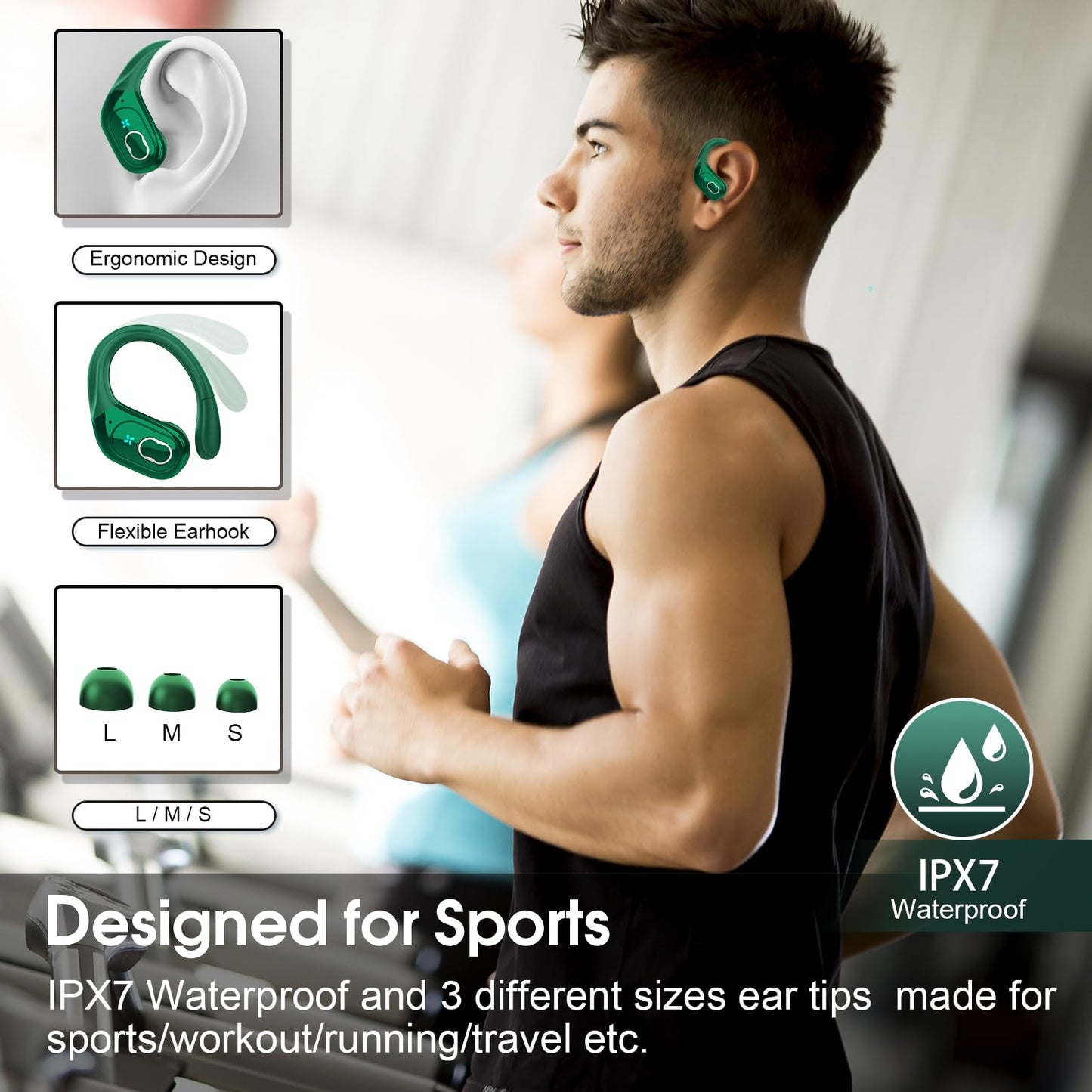Wireless Earbuds 75hrs Bluetooth 5.4 Headphone Sport