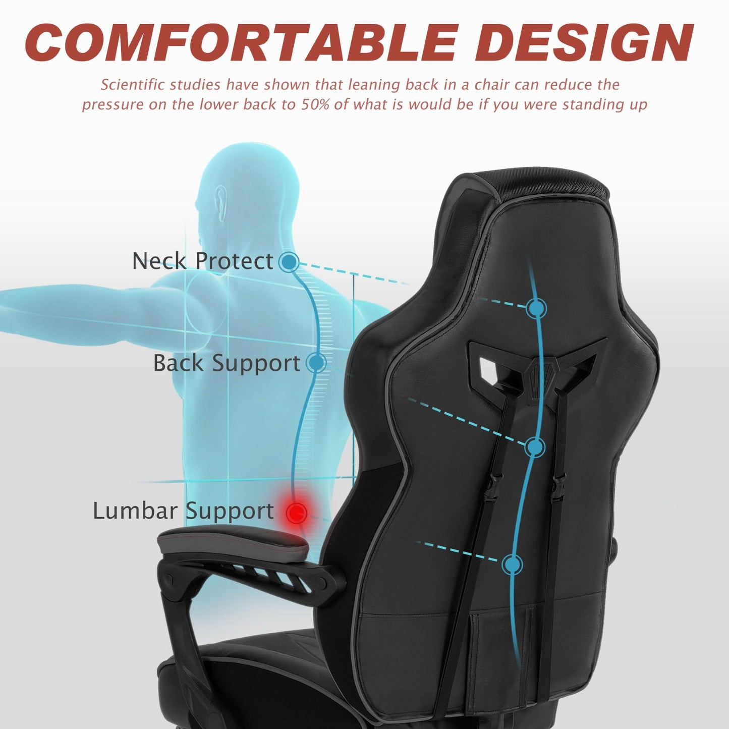 Vonesse Gaming Chair with Footrest Computer Chair
