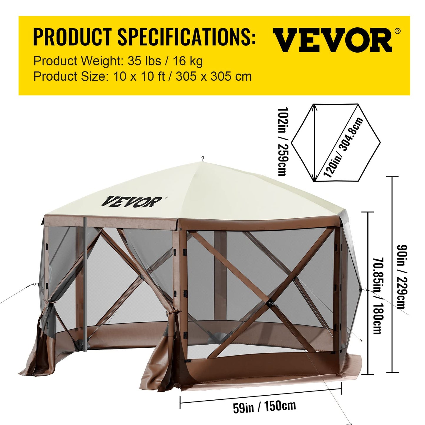 VEVOR Camping Gazebo Tent, 12'x12'