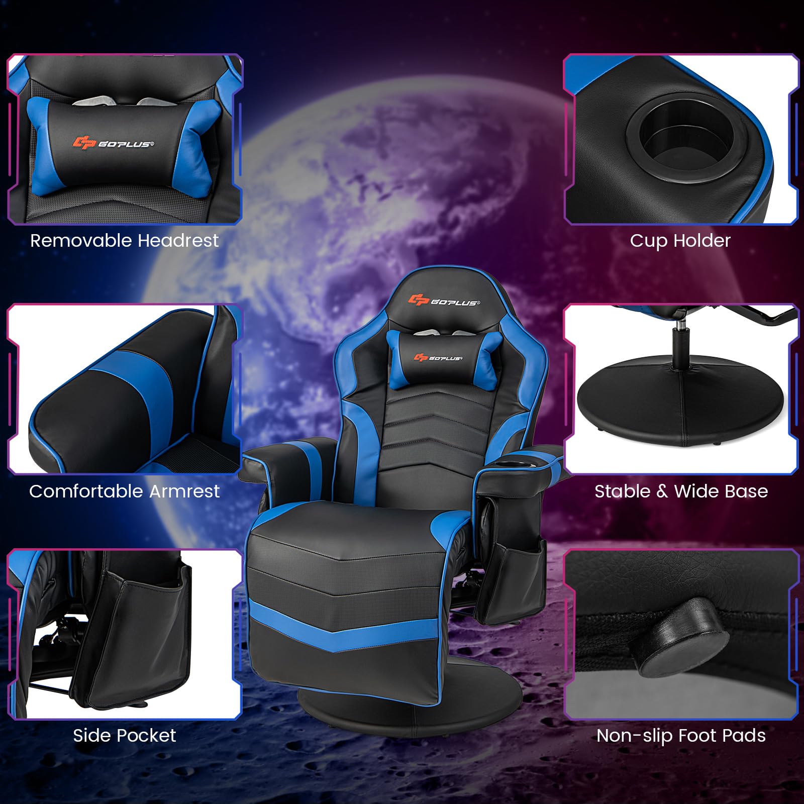 POWERSTONE Gaming Recliner, Adjustable Massage Gaming Chair - craques