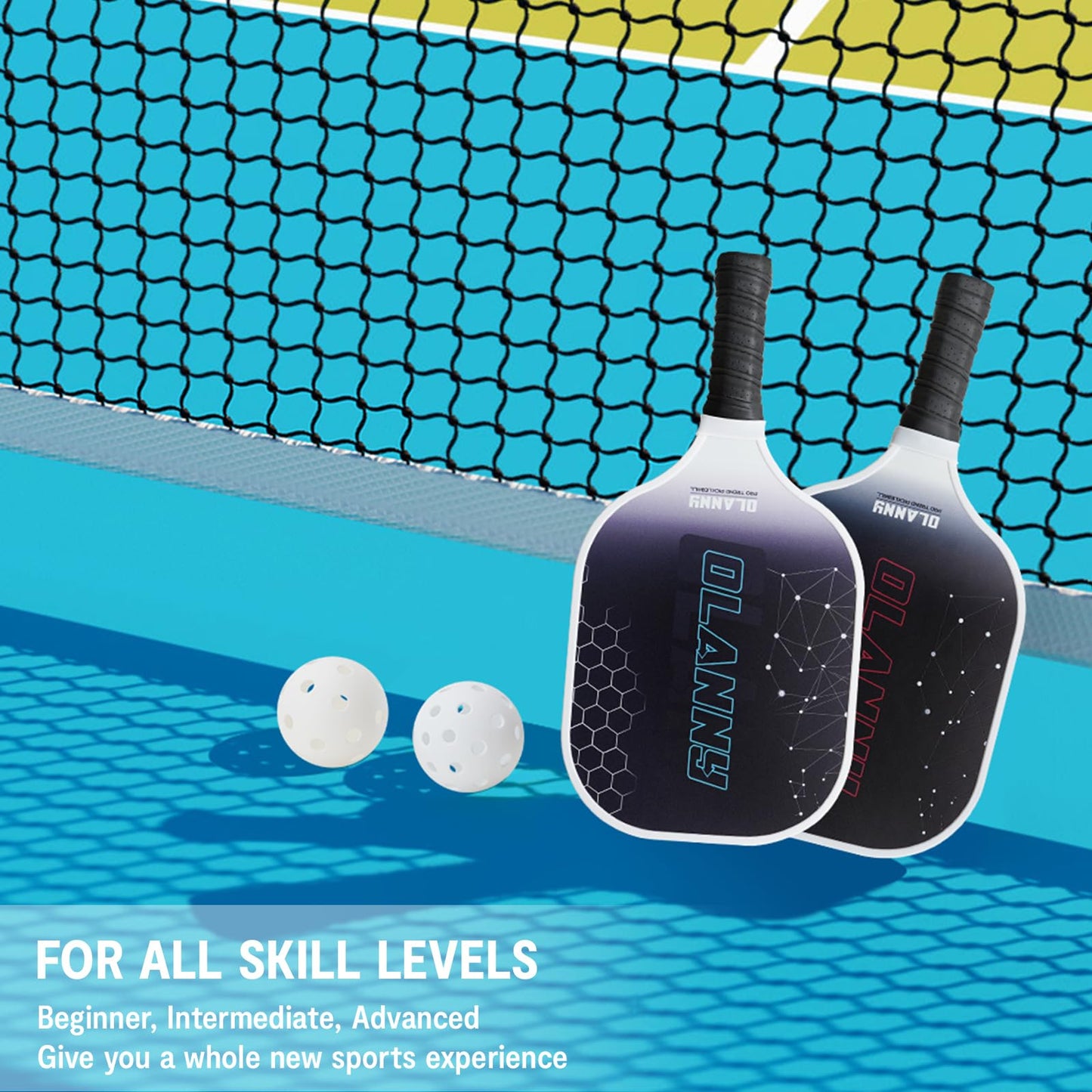 Graphite Pickleball Paddles 4 Pack - Premium Rackets Fiber Face
