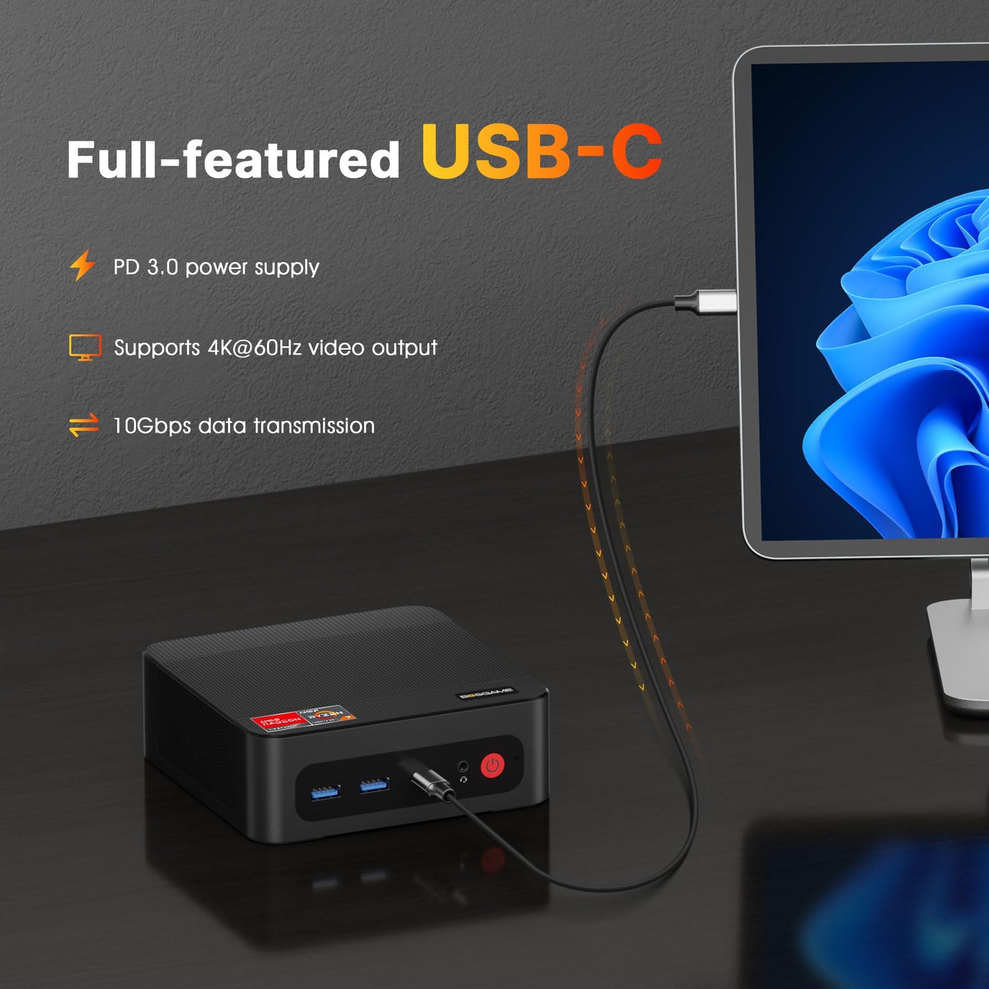 BOSGAME P4 Gaming Mini PC Ryzen 7 5700U 32GB RAM 1TB NVMe M.2 2280 SSD Windows 11 Pro Mini Computers