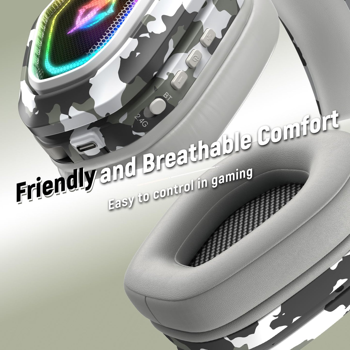Ozeino Wireless Gaming Headset for PC, Ps5, Ps4 -USB & Type-C