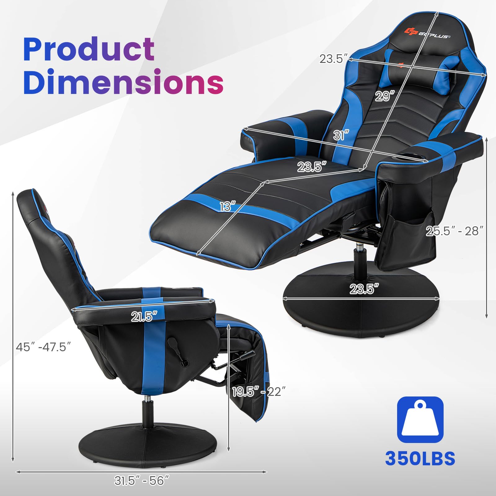 POWERSTONE Gaming Recliner, Adjustable Massage Gaming Chair - craques