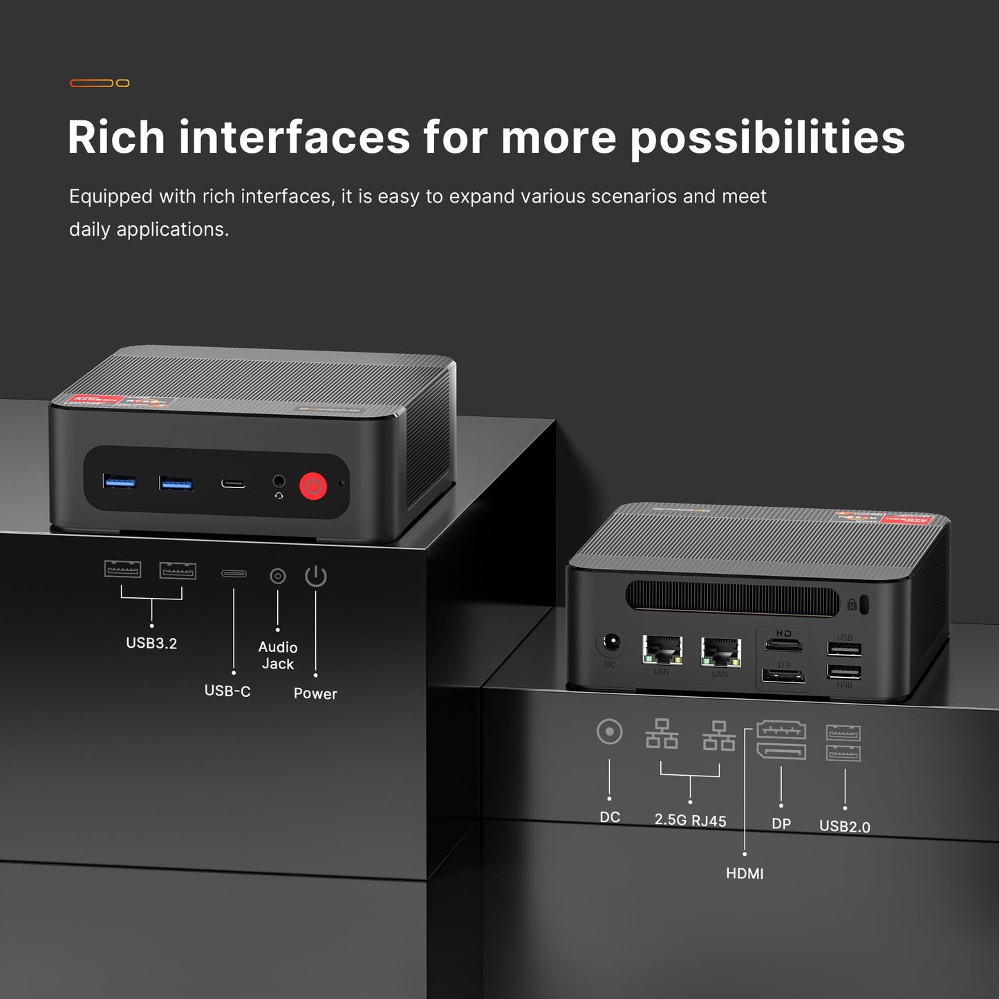 BOSGAME P4 Gaming Mini PC Ryzen 7 5700U 32GB RAM 1TB NVMe M.2 2280 SSD Windows 11 Pro Mini Computers