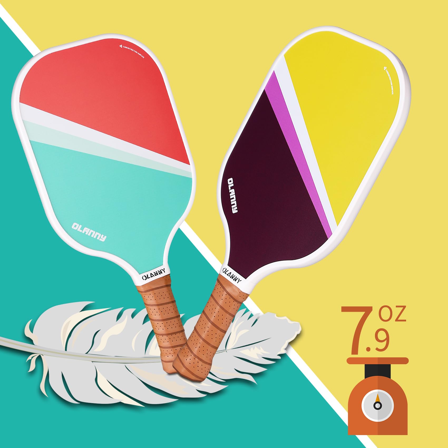 Graphite Pickleball Paddles 4 Pack - Premium Rackets Fiber Face - craques