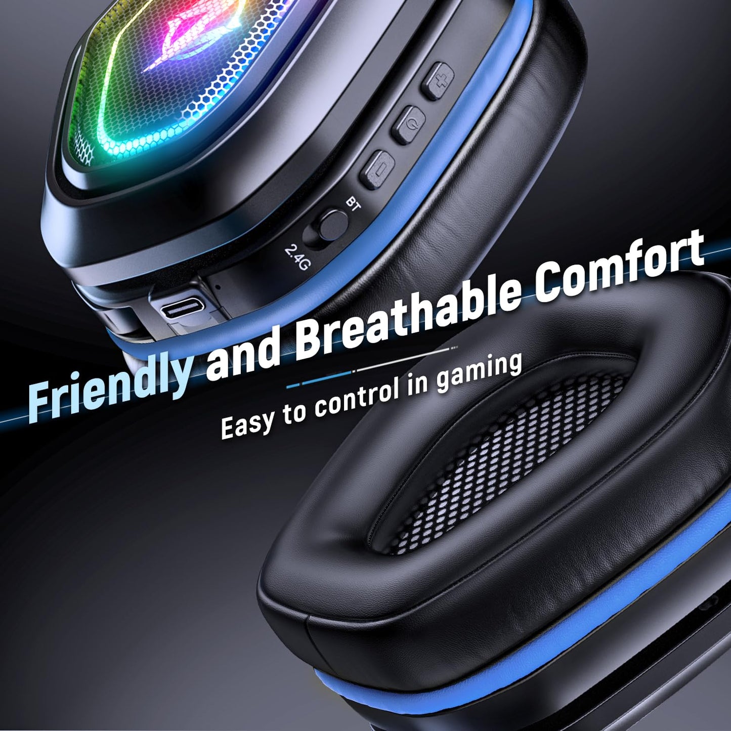 Ozeino Wireless Gaming Headset for PC, Ps5, Ps4 -USB & Type-C