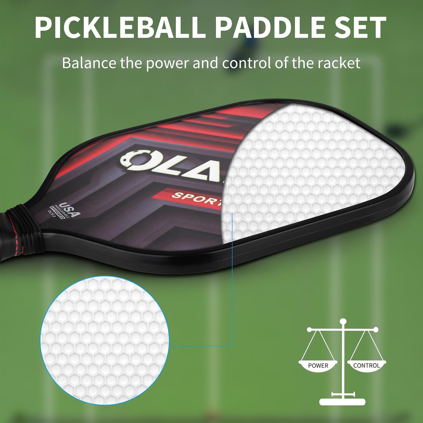 Graphite Pickleball Paddles 4 Pack - Premium Rackets Fiber Face