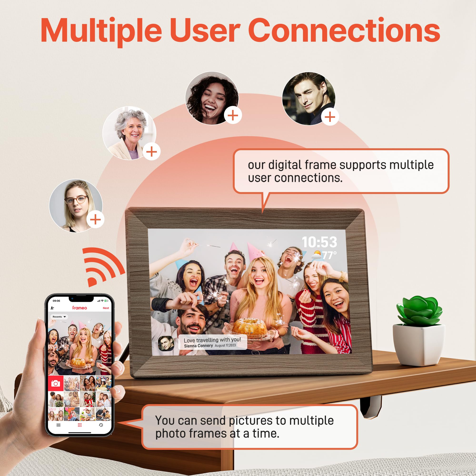 Craques Frameo WiFi Digital Picture Frame with Wood Finish craques