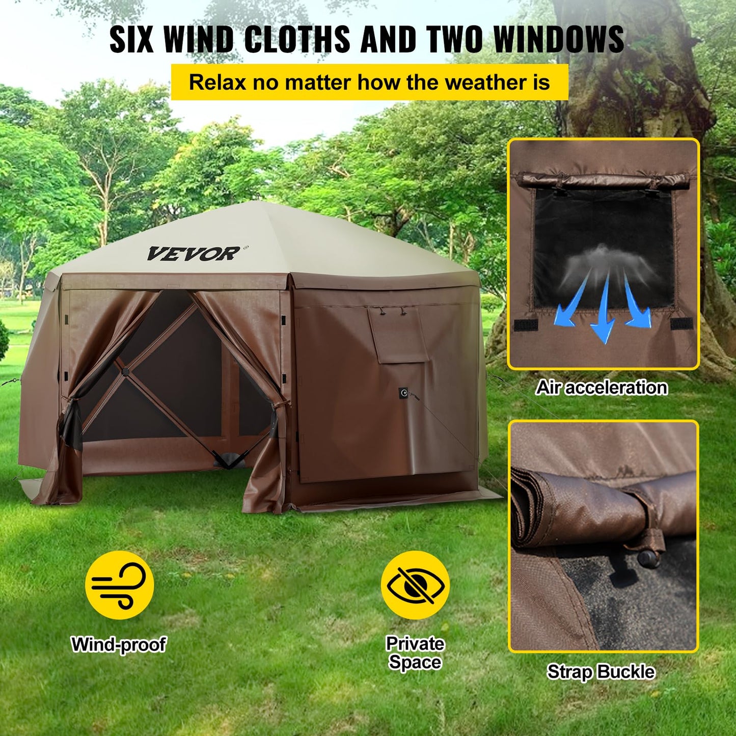 VEVOR Camping Gazebo Tent, 12'x12'