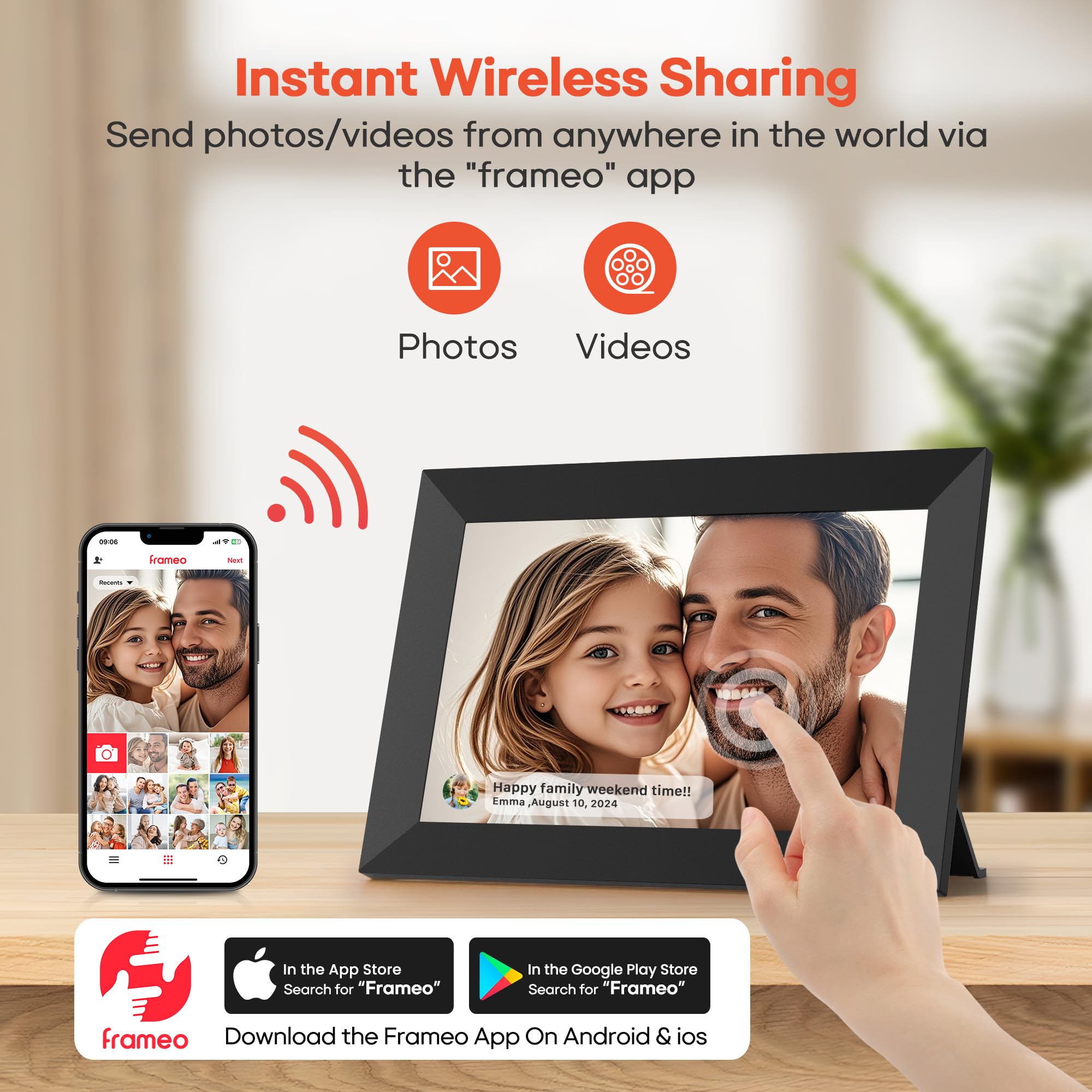 Craques Frameo WiFi Digital Picture Frame with Wood Finish craques