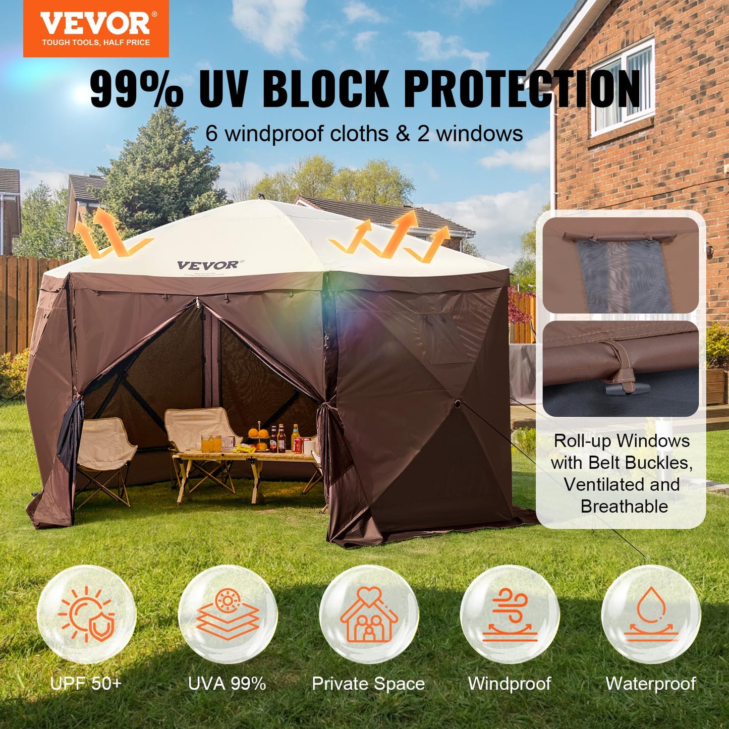 VEVOR Camping Gazebo Tent, 12'x12'